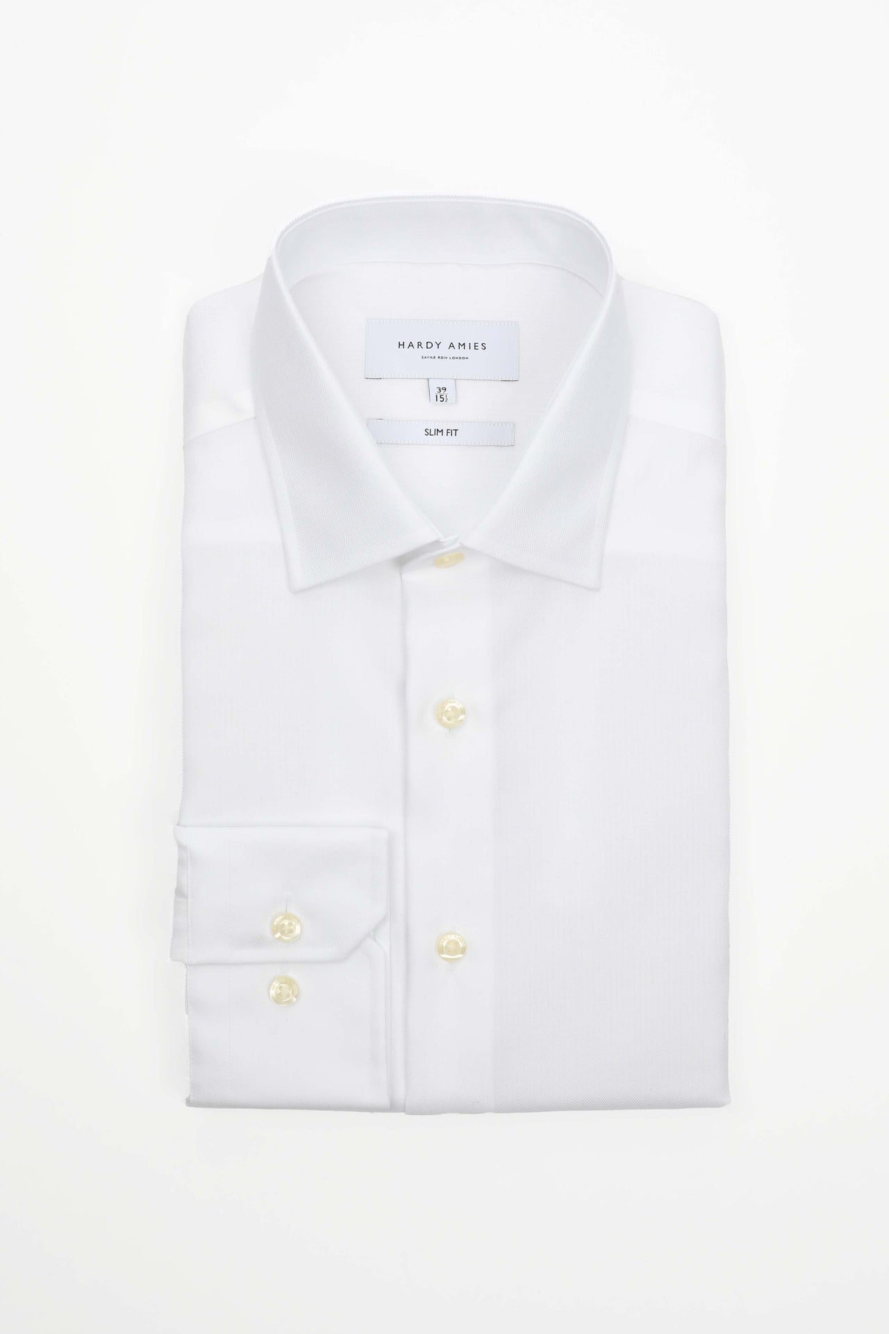 White Herringbone Business Shirt (Slim Fit)