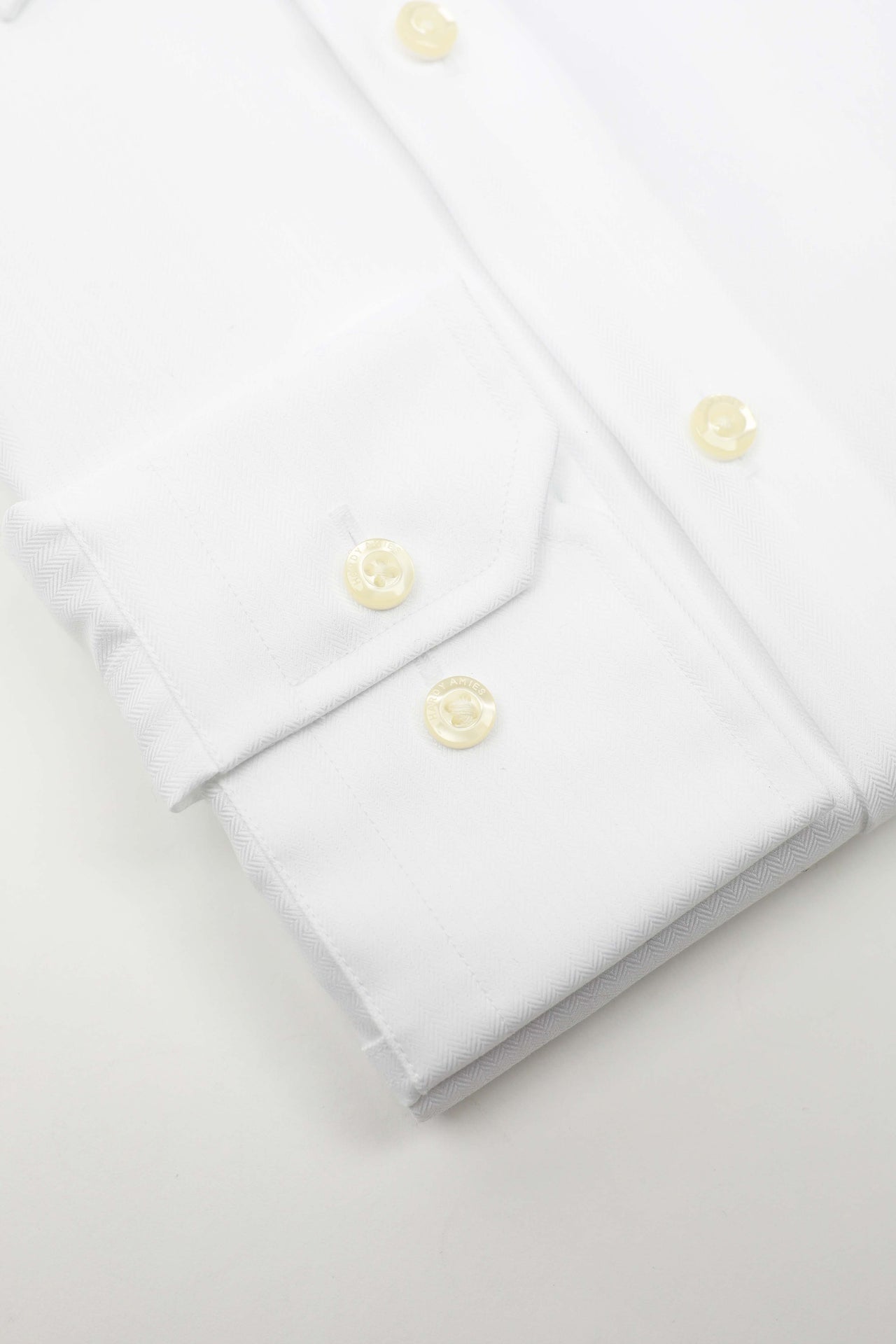 White Herringbone Business Shirt (Slim Fit)