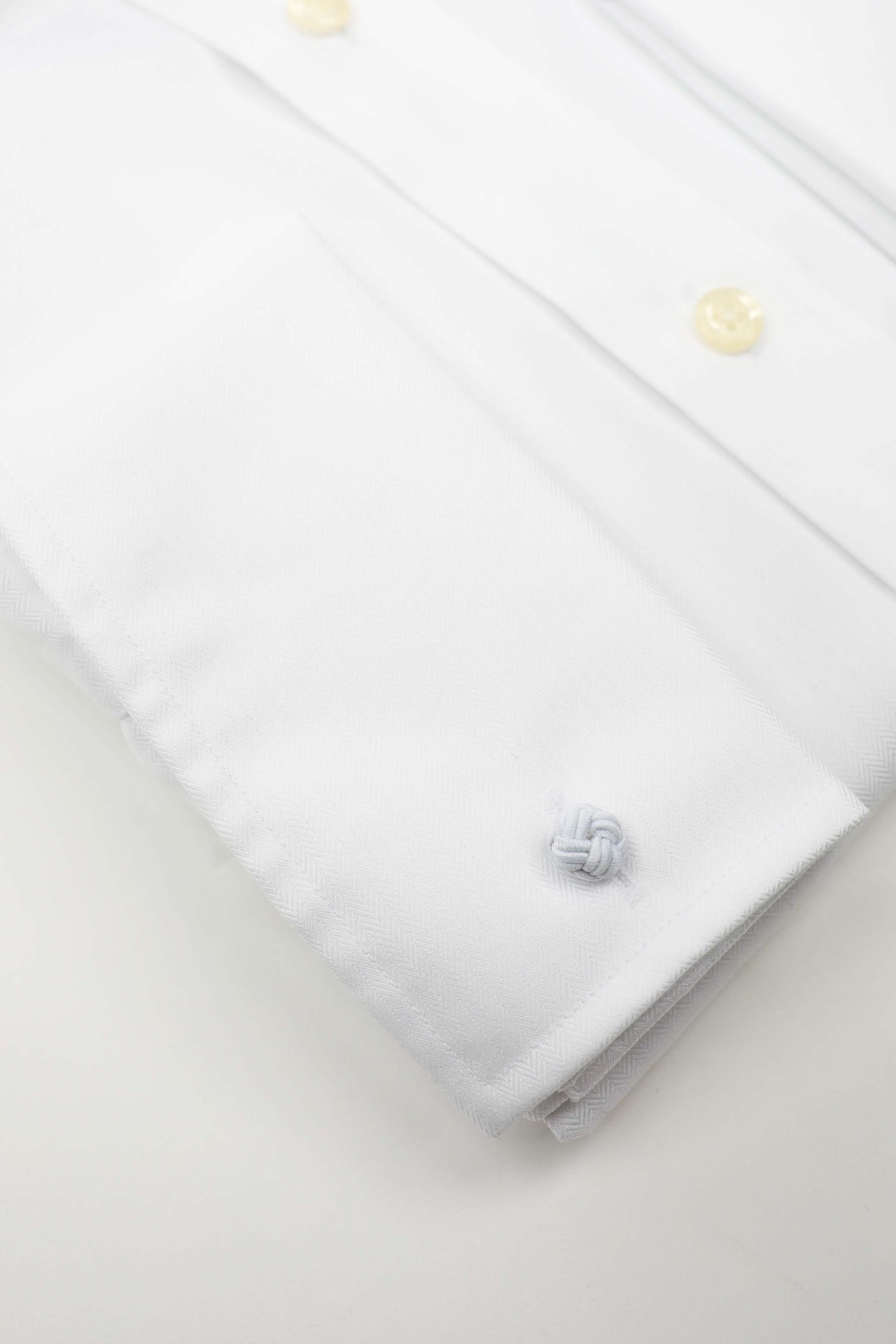 White Herringbone French Cuff Shirt (Contemporary Fit)