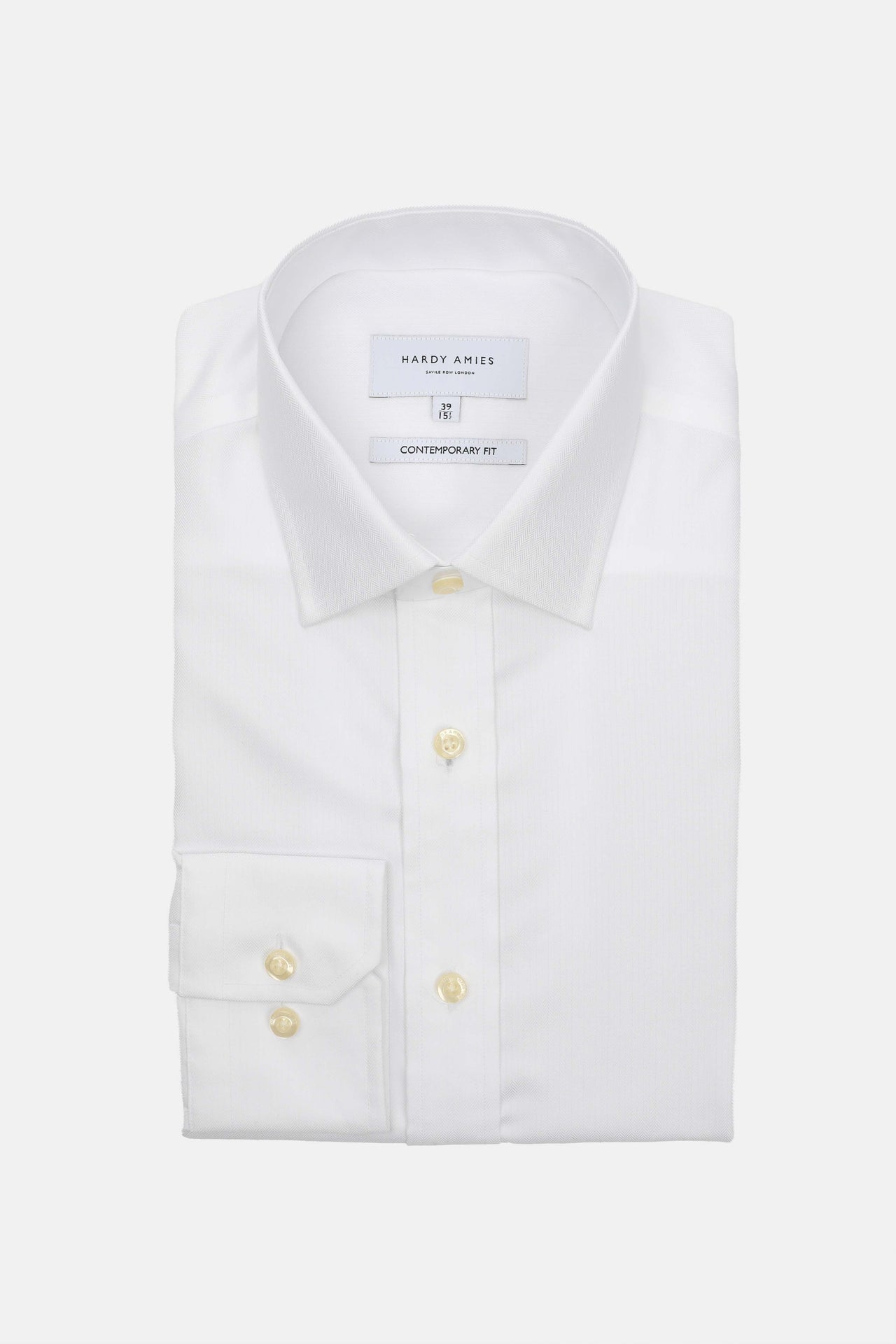 White Herringbone Business Shirt (Contemporary Fit)