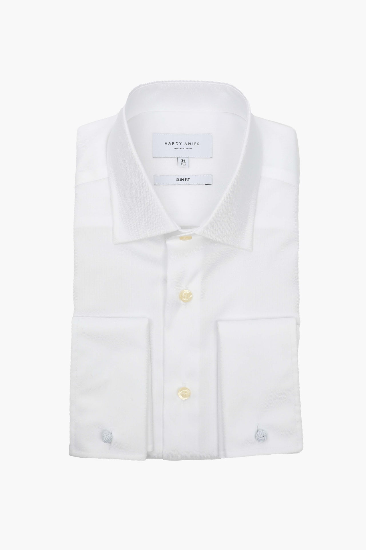 White Herringbone French Cuff Shirt (Slim Fit)
