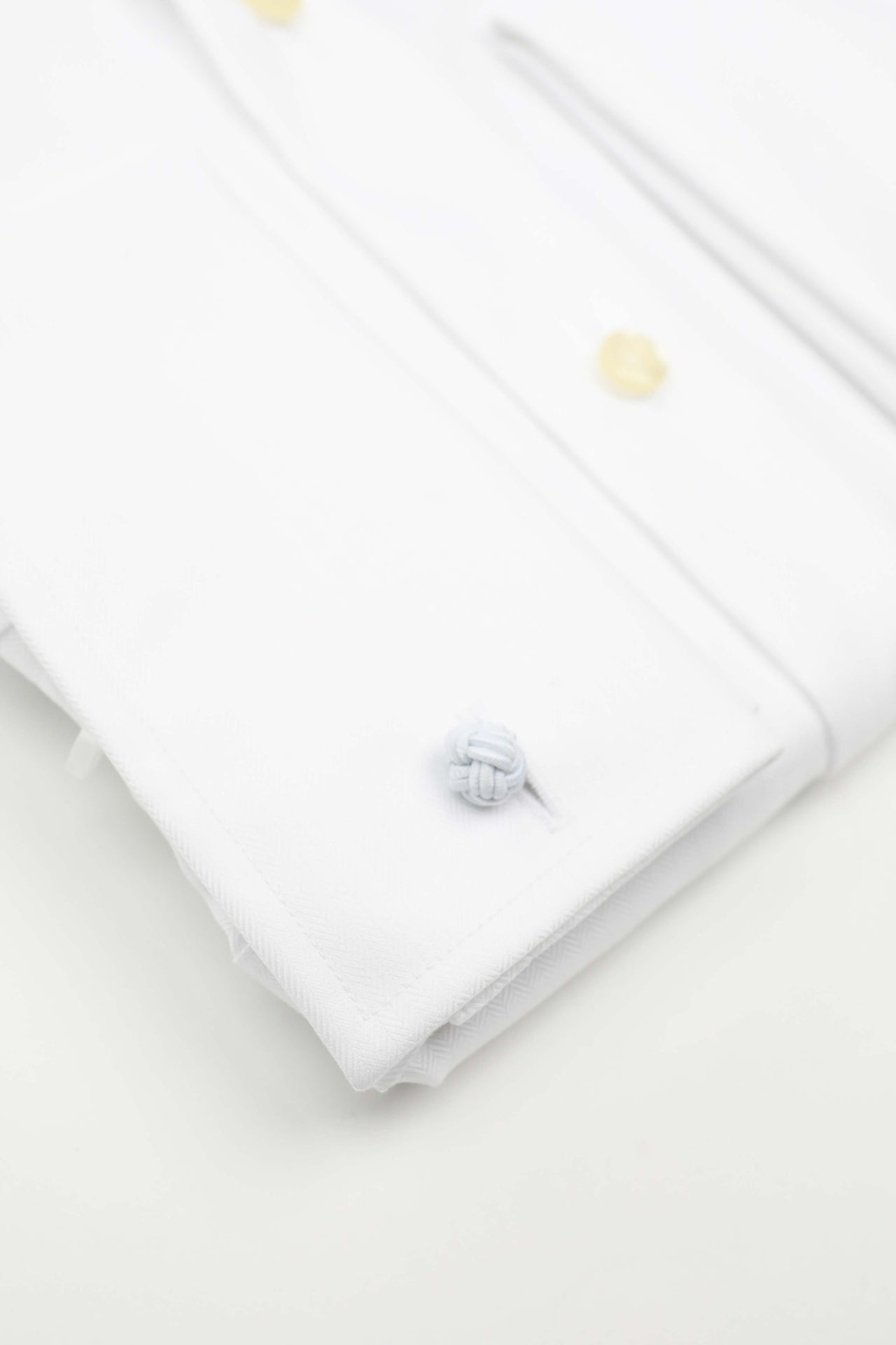 White Herringbone French Cuff Shirt (Slim Fit)