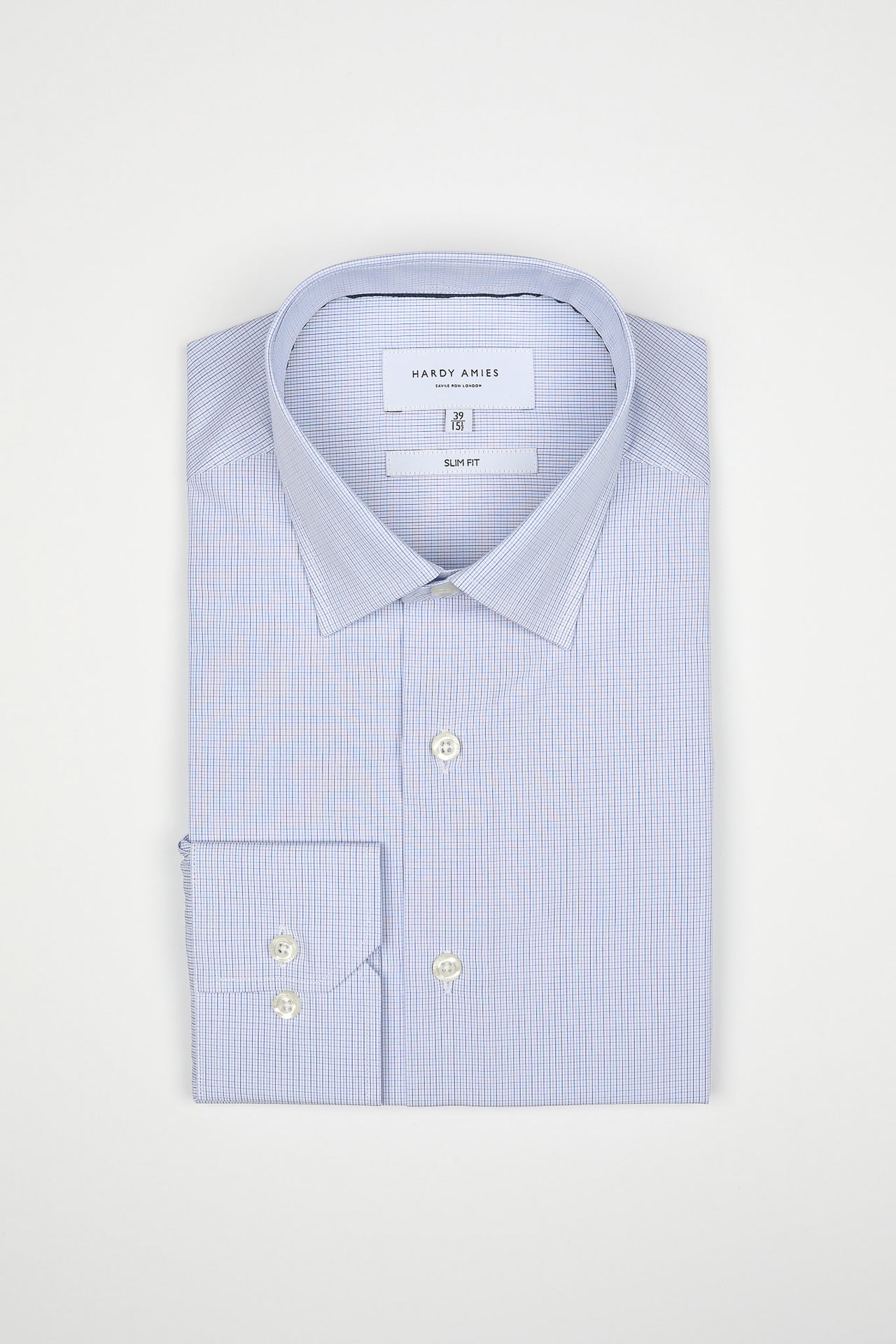 True Blue Micro Check Shirt Slim Fit