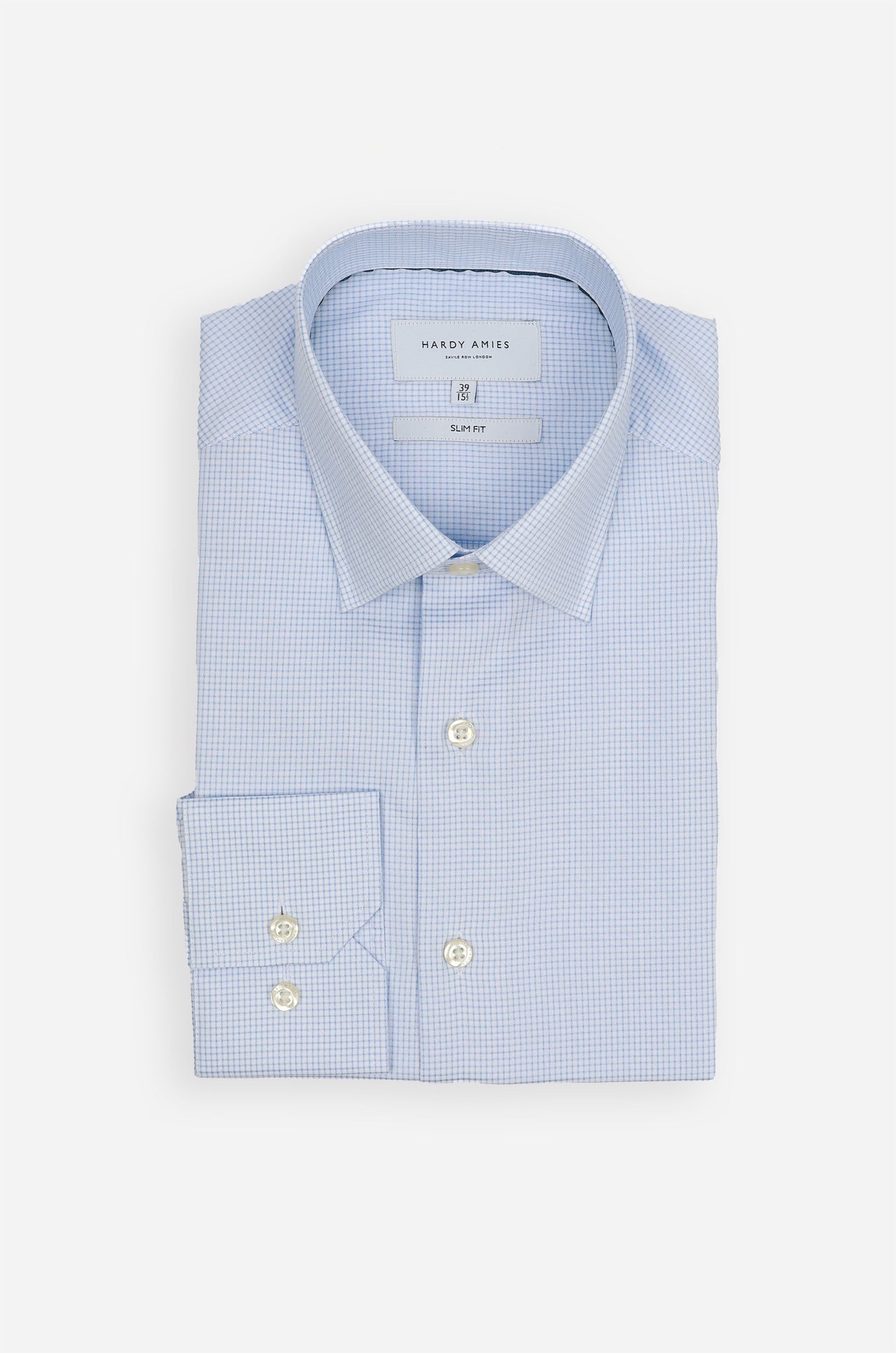 Blue Organic Cotton Check Shirt Slim Fit
