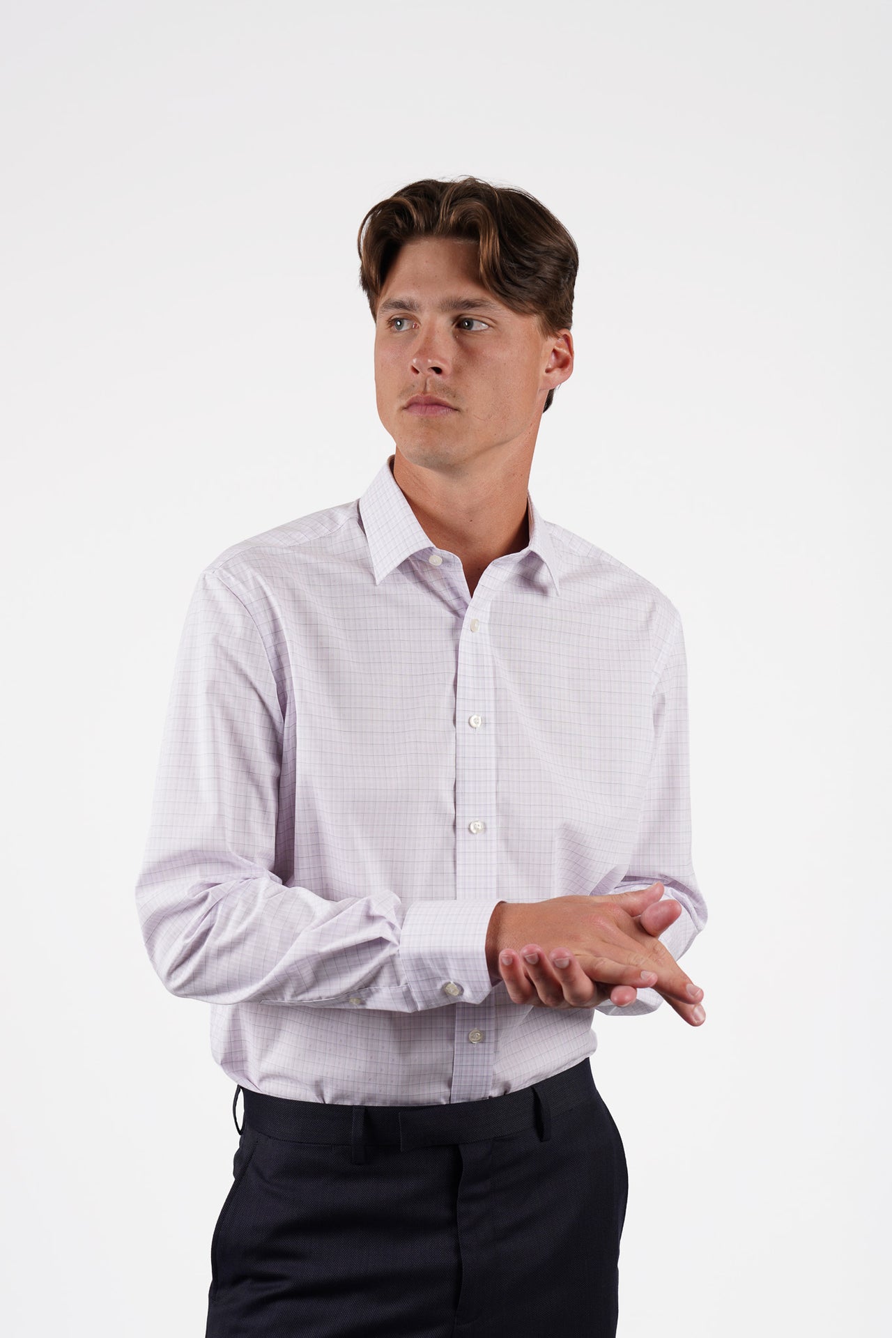 Lilac Check Shirt Contemporary Fit