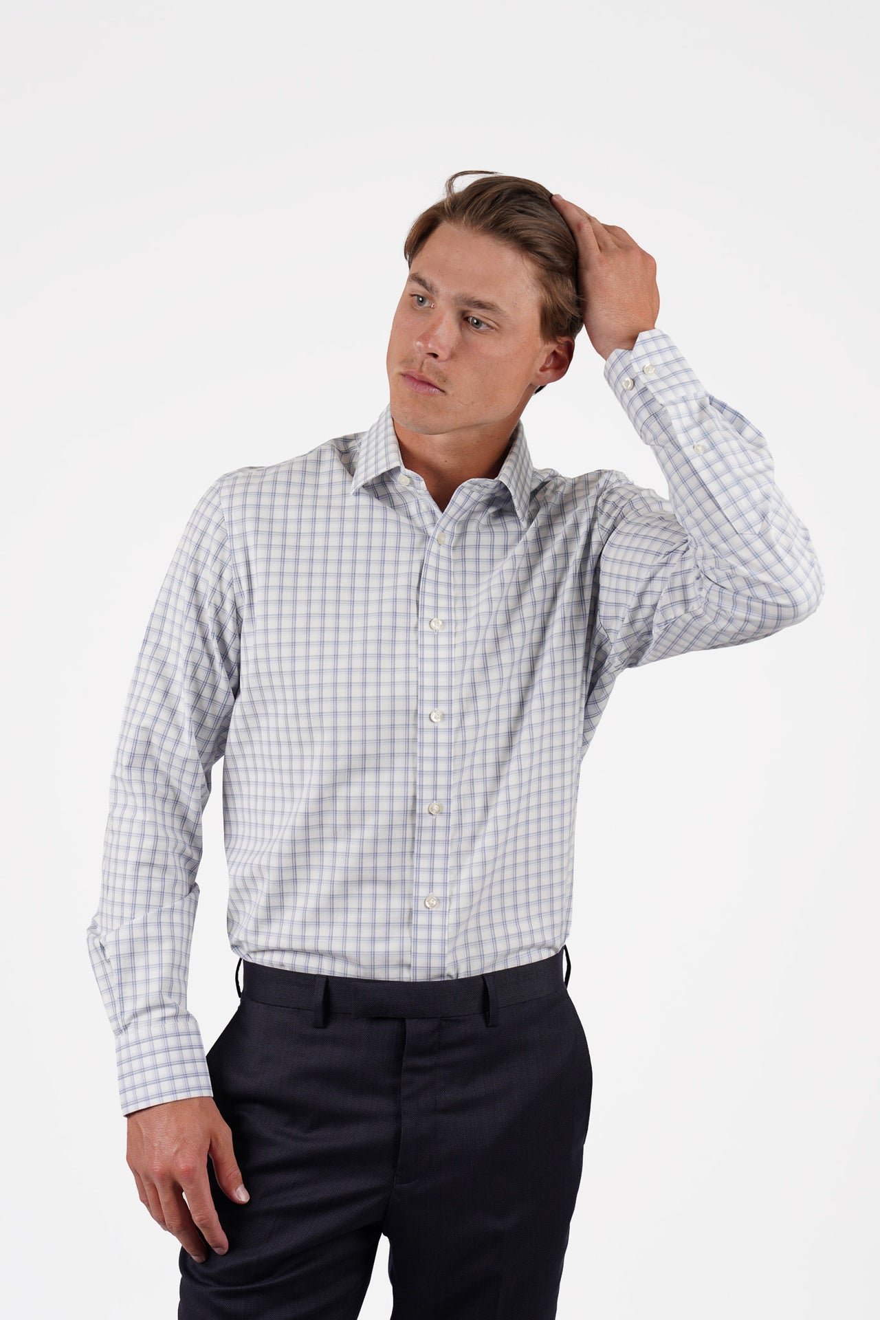 Indigo Check Shirt Contemporary Fit