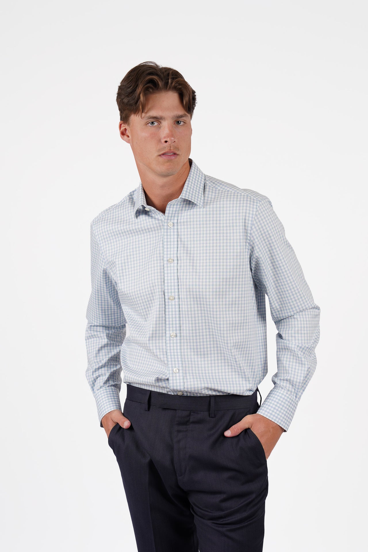 Blue Sage Check Shirt Contemporary Fit