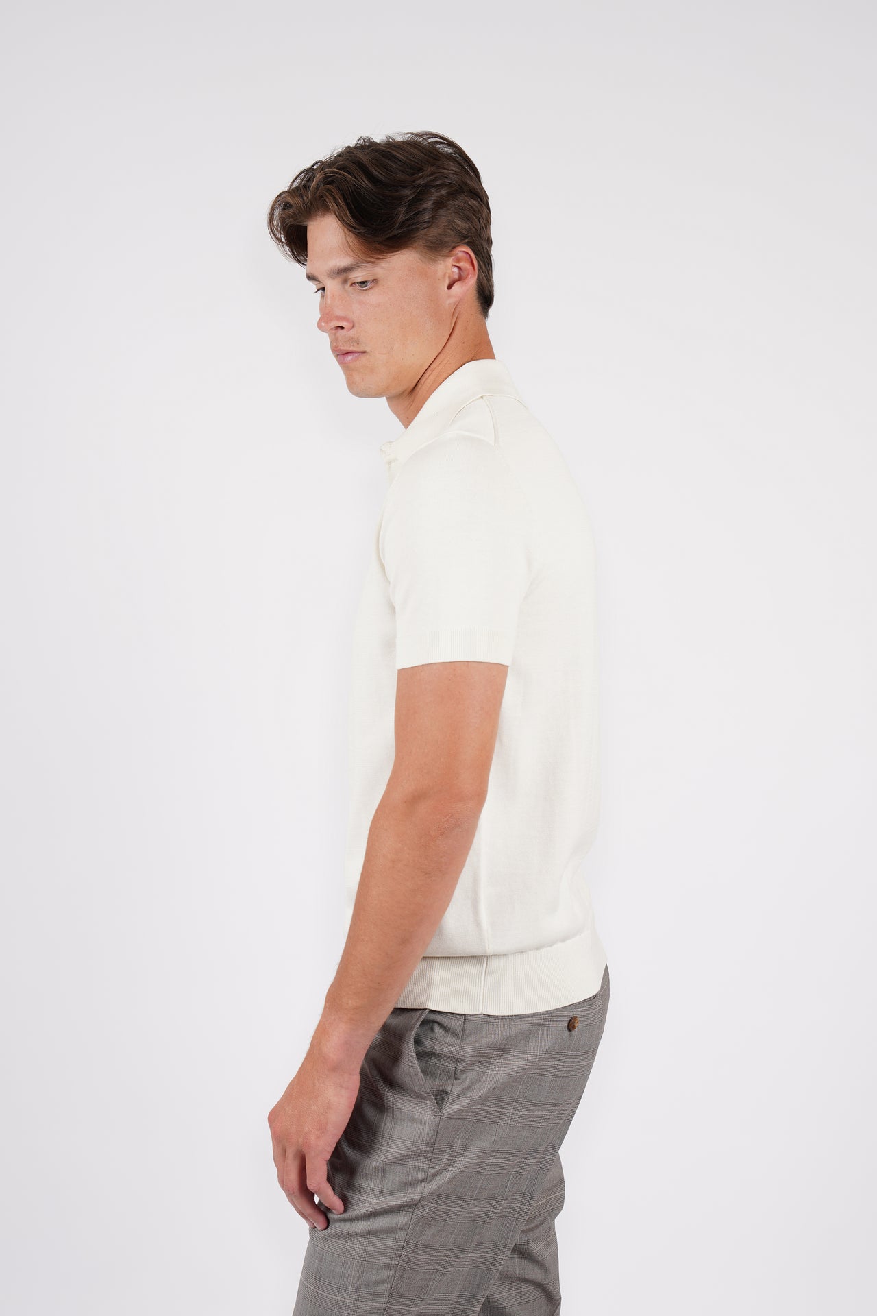 Off White Cotton Silk S/S Knitwear Polo
