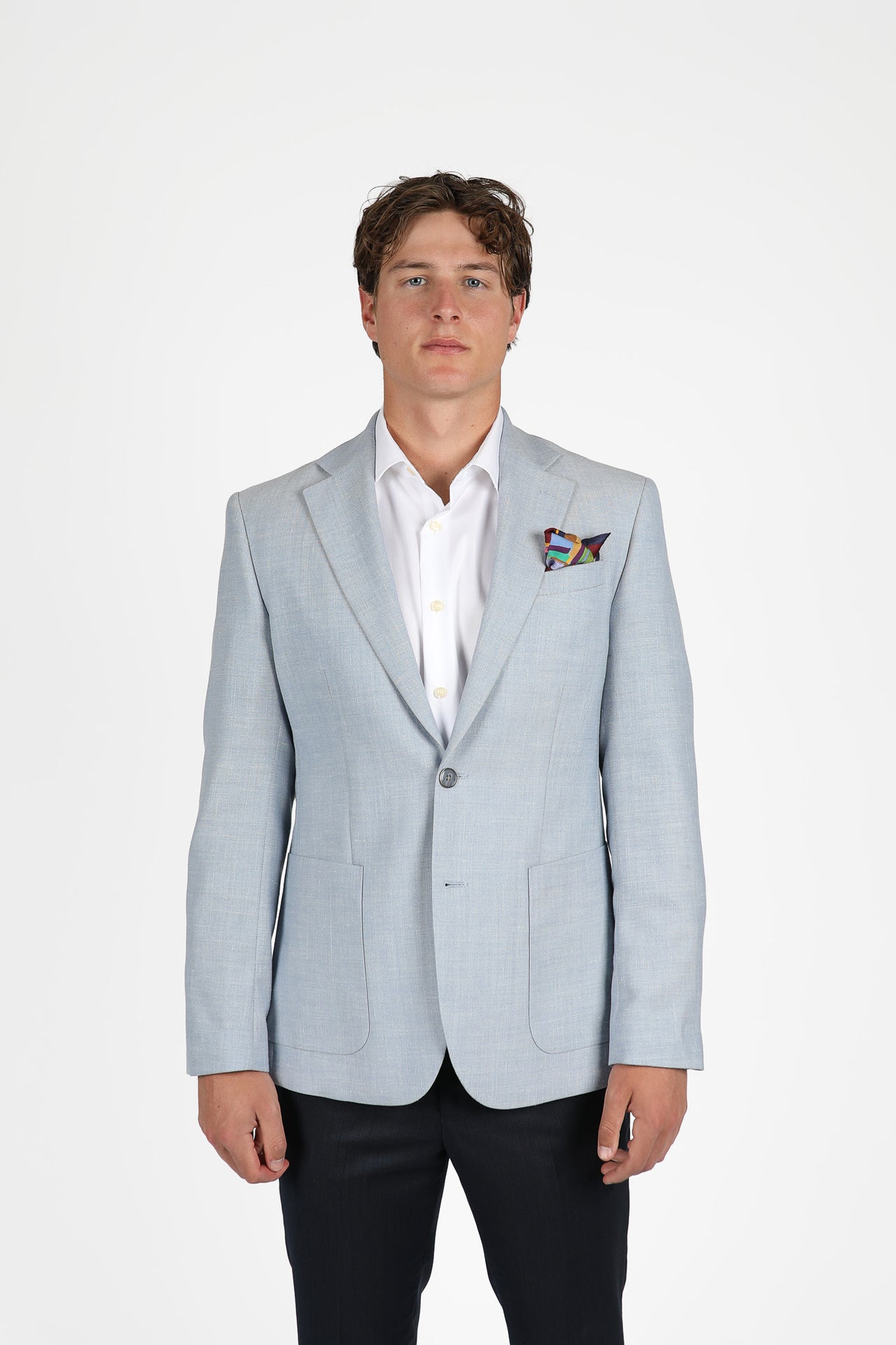 Powder Blue Brinsley Linen Weave Sport Jacket