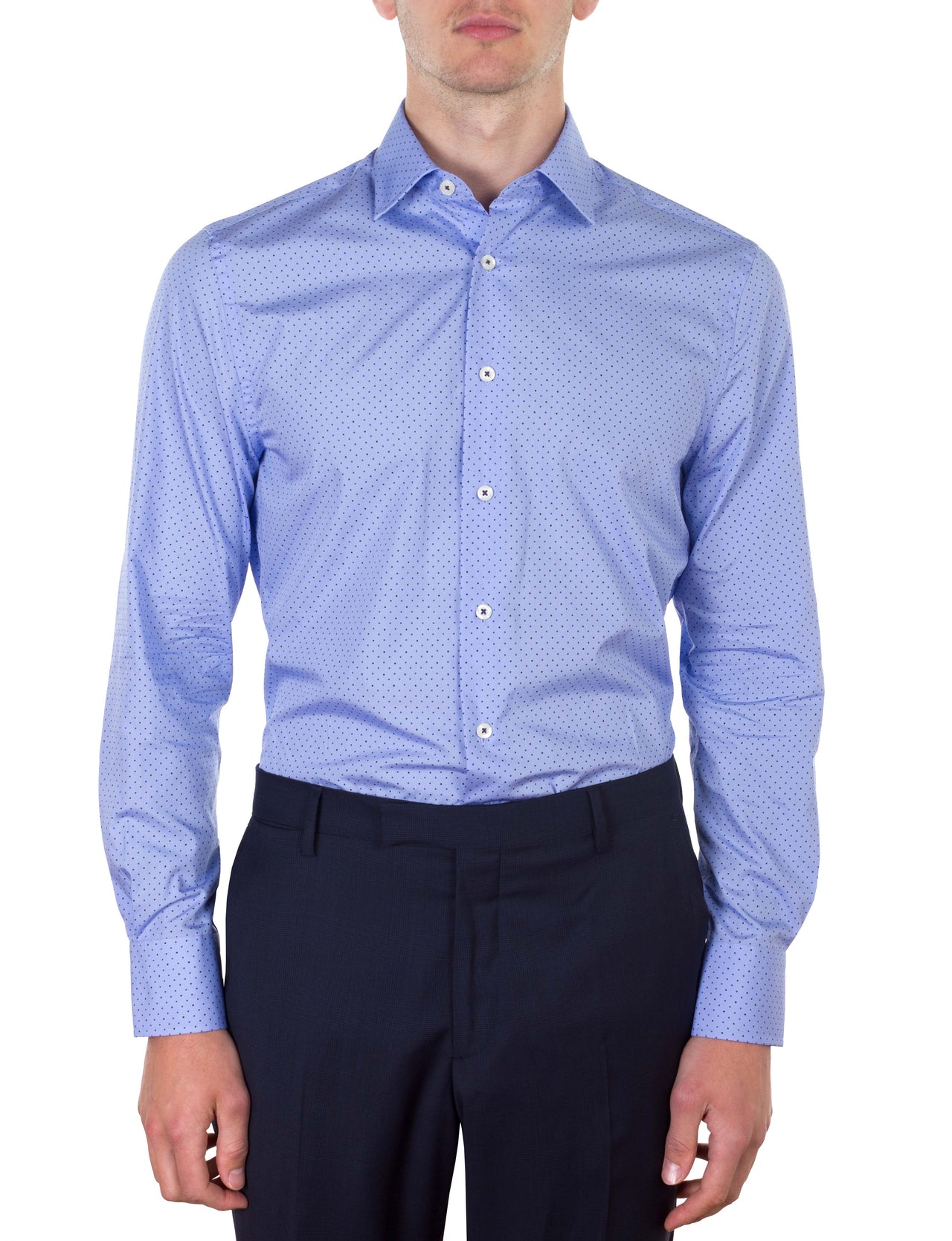 Blue 2 Tone Spotted Business Shirt (Slim Fit)