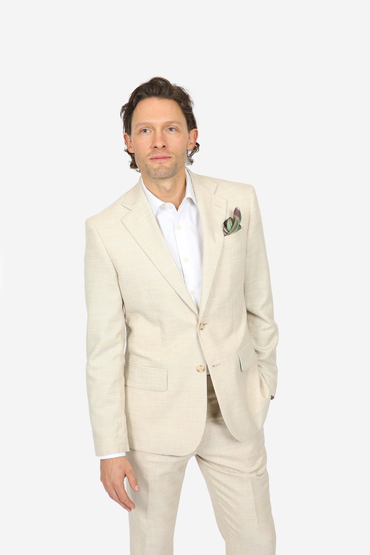 Beige Brinsley Linen Weave Jacket