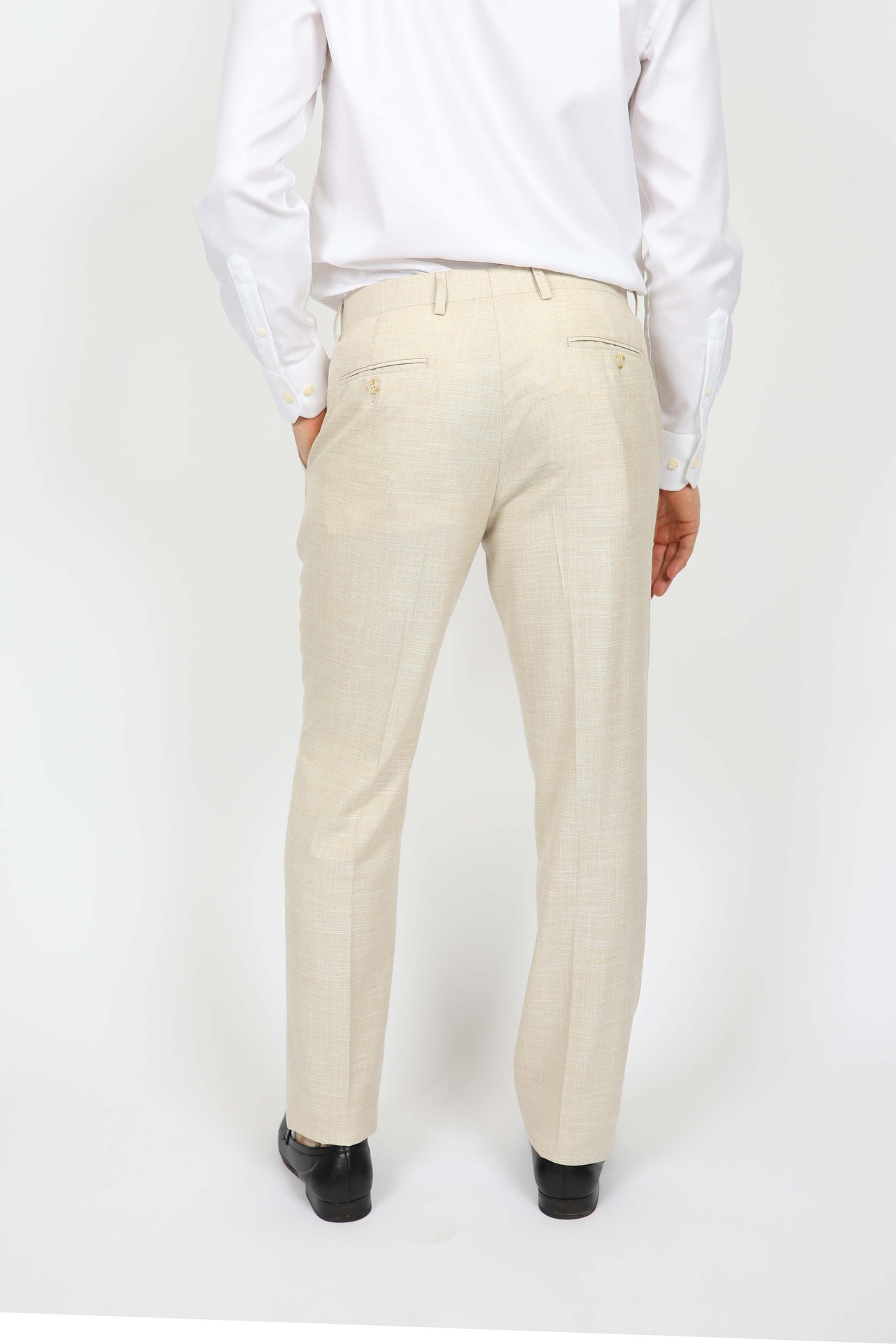 Beige Brinsley Linen Weave Trouser