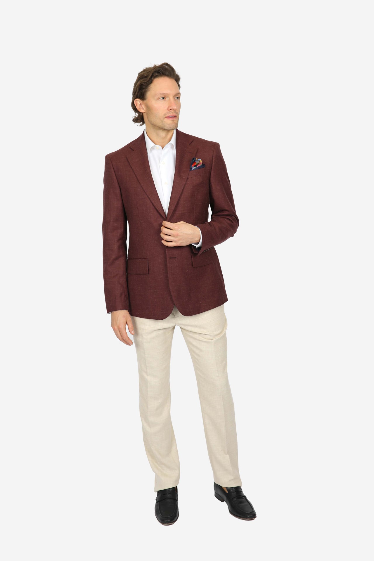 Burgundy Brinsley Linen Weave Sports Jacket