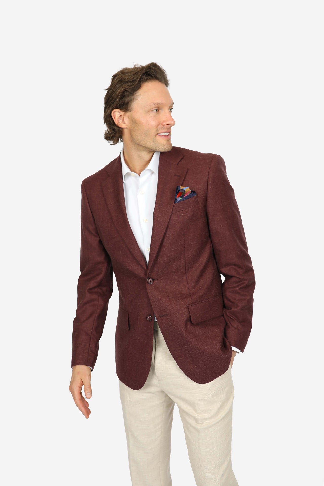 Burgundy Brinsley Linen Weave Sports Jacket