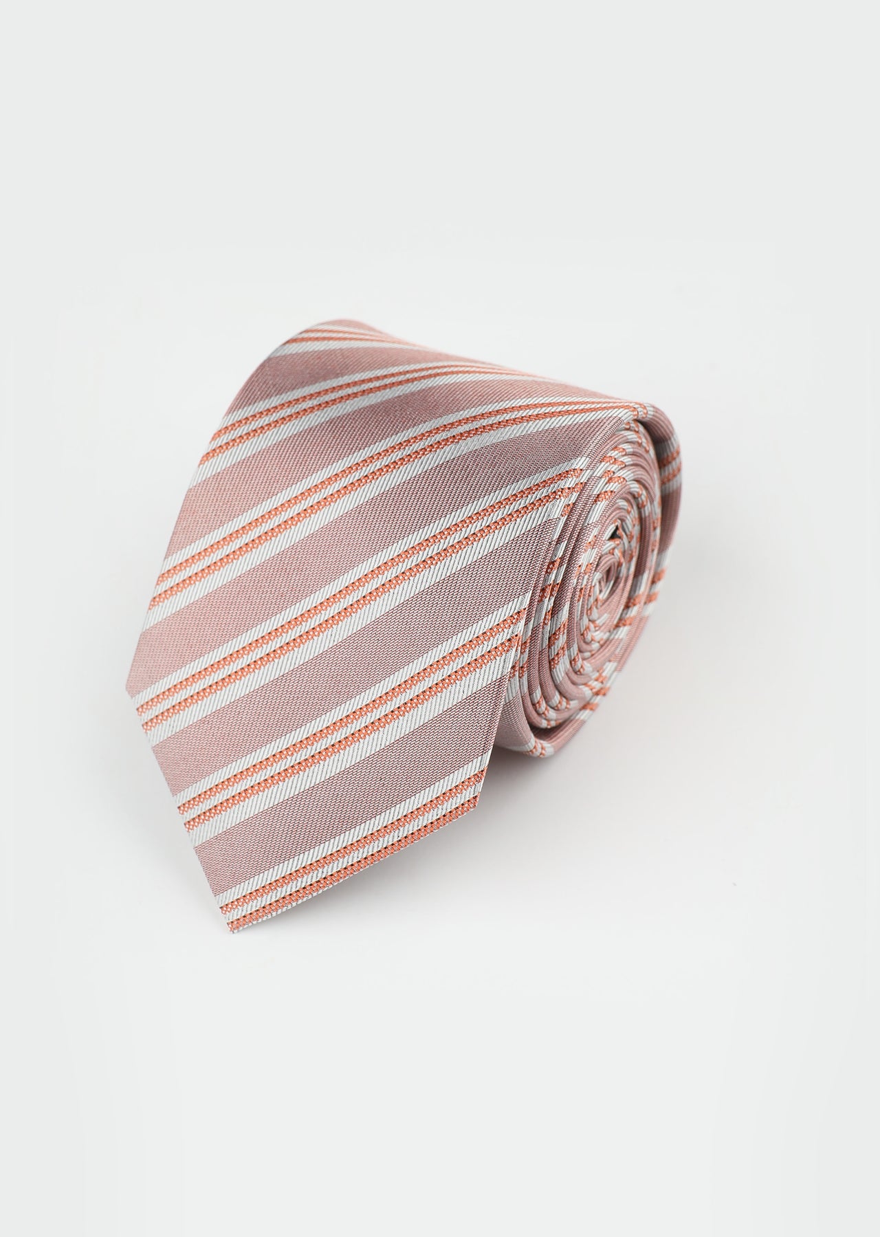 PINK AND ORANGE SILK STRIPE TIE