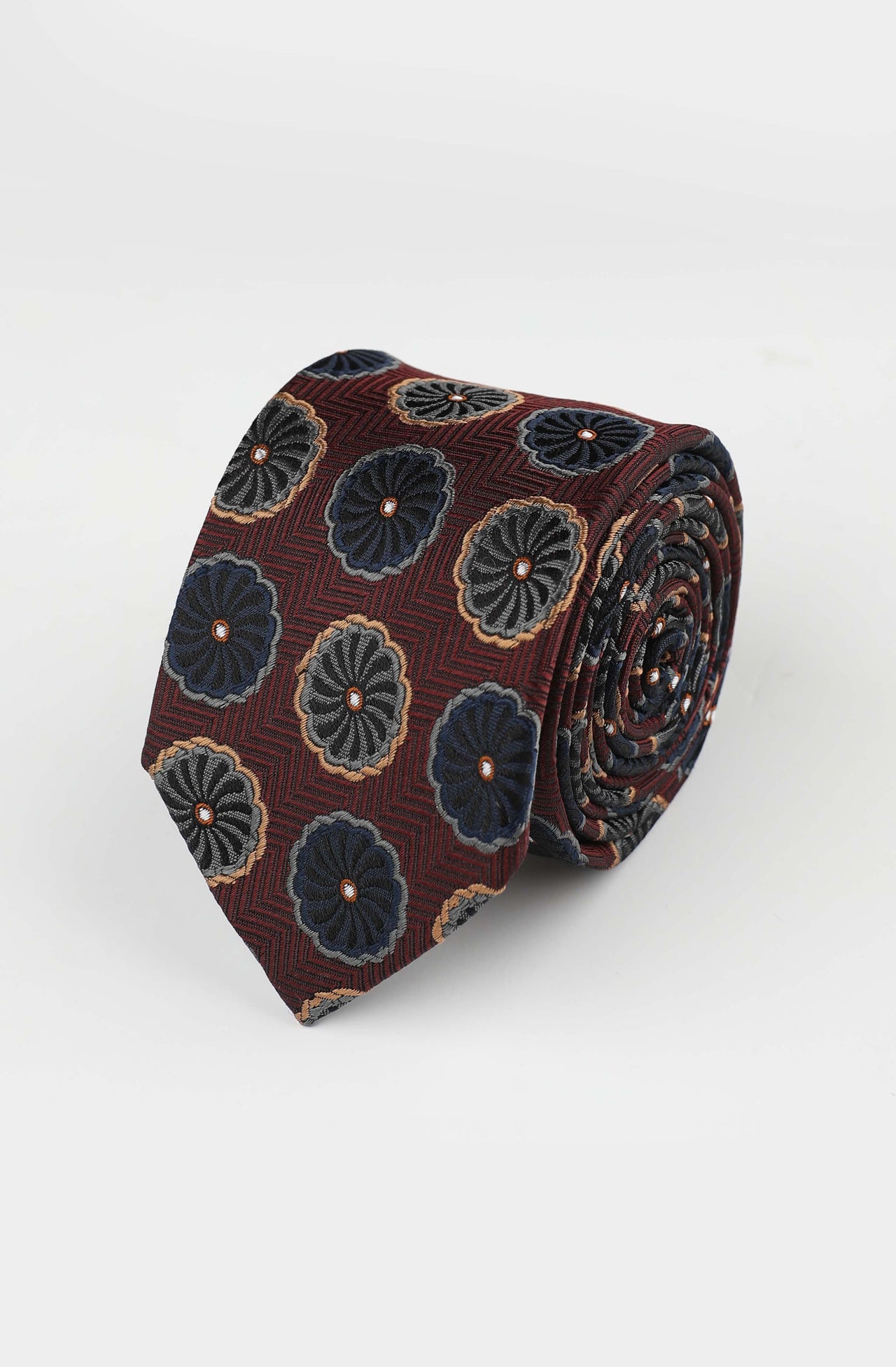 BURGUNDY SILK MEDALLION TIE