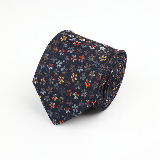 Navy Silk Floral Tie