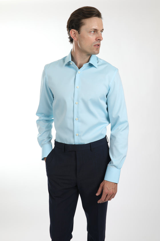 Ice Blue Plain Oxford Shirt (Slim Fit)