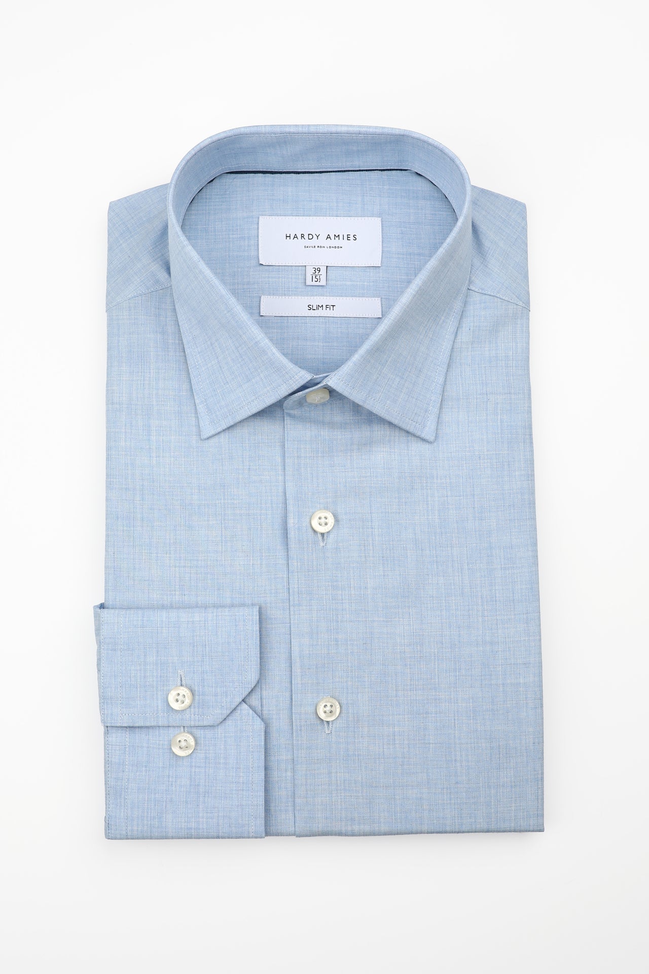 Blue Plain Melange Shirt (Slim Fit)