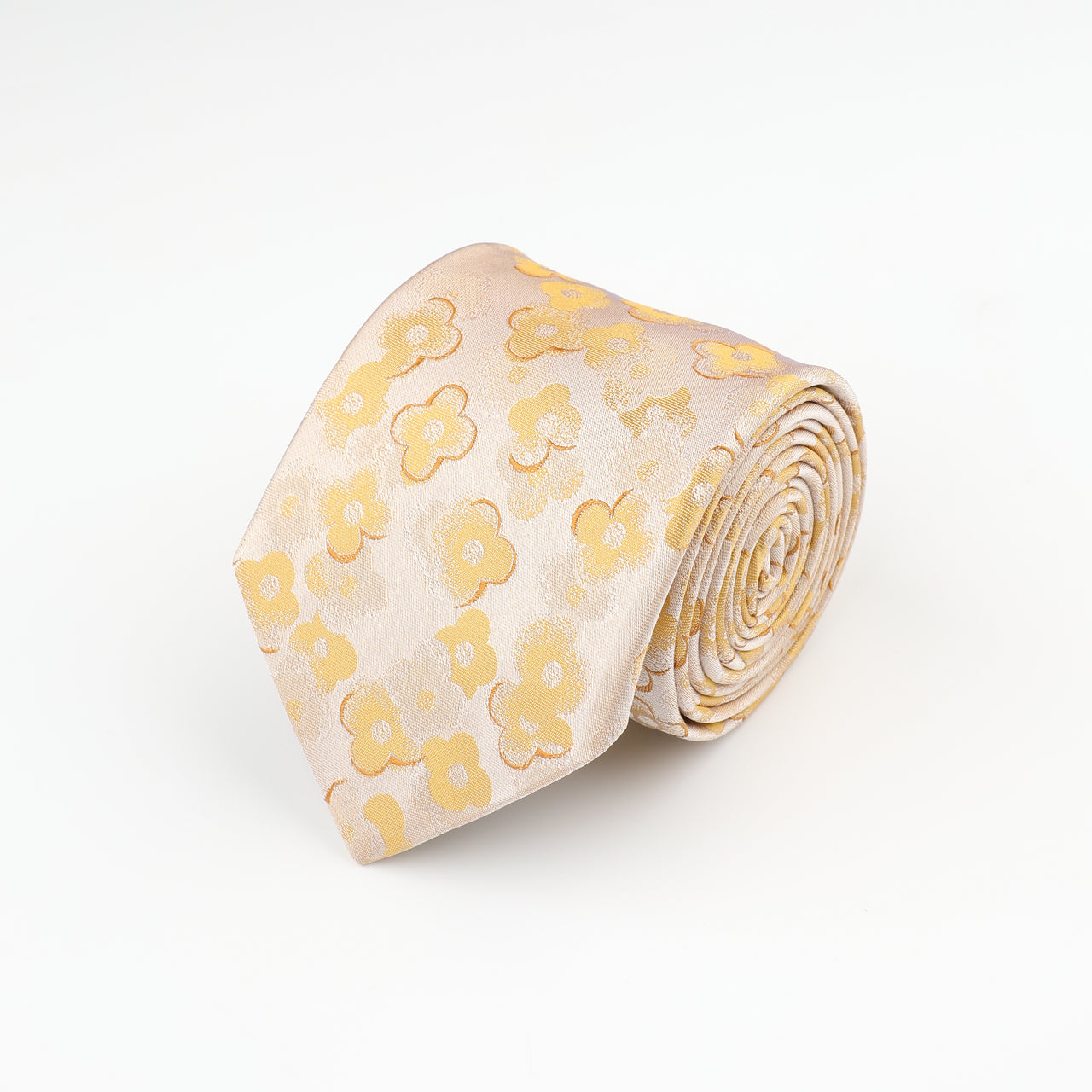 Yellow-silk-floral-tie