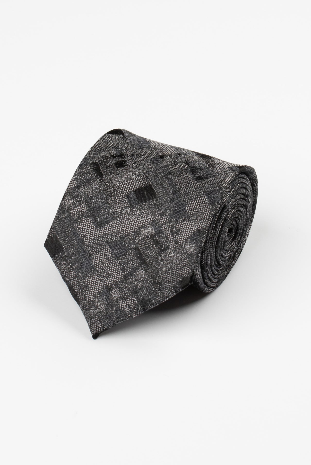 CHARCOAL SILK CHECK TIE