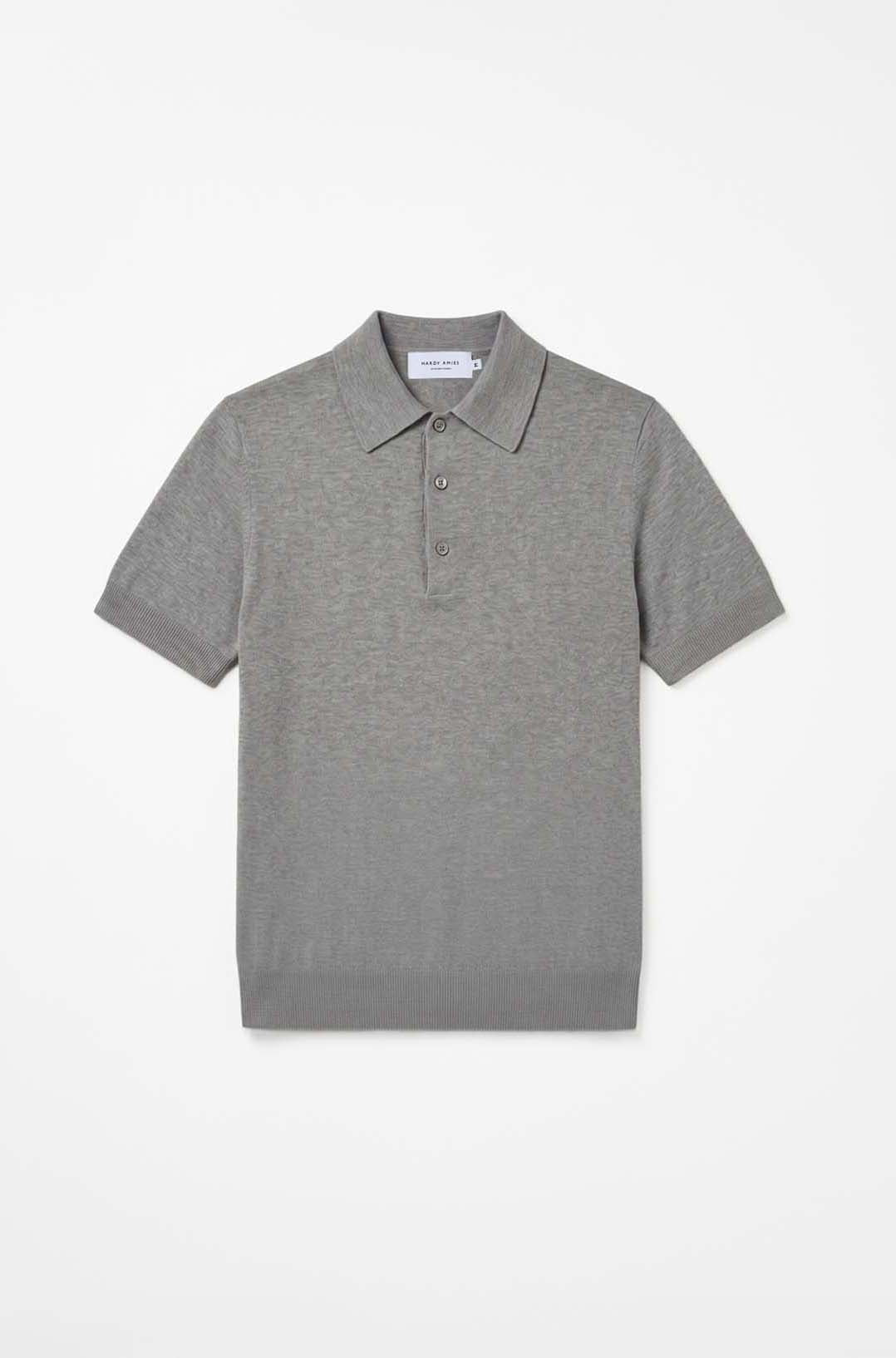 Grey Marle Cotton Silk S/S Knitwear Polo