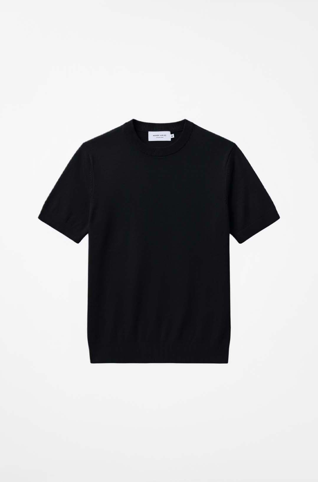Navy Cotton Silk S/S Knitwear T-Shirt