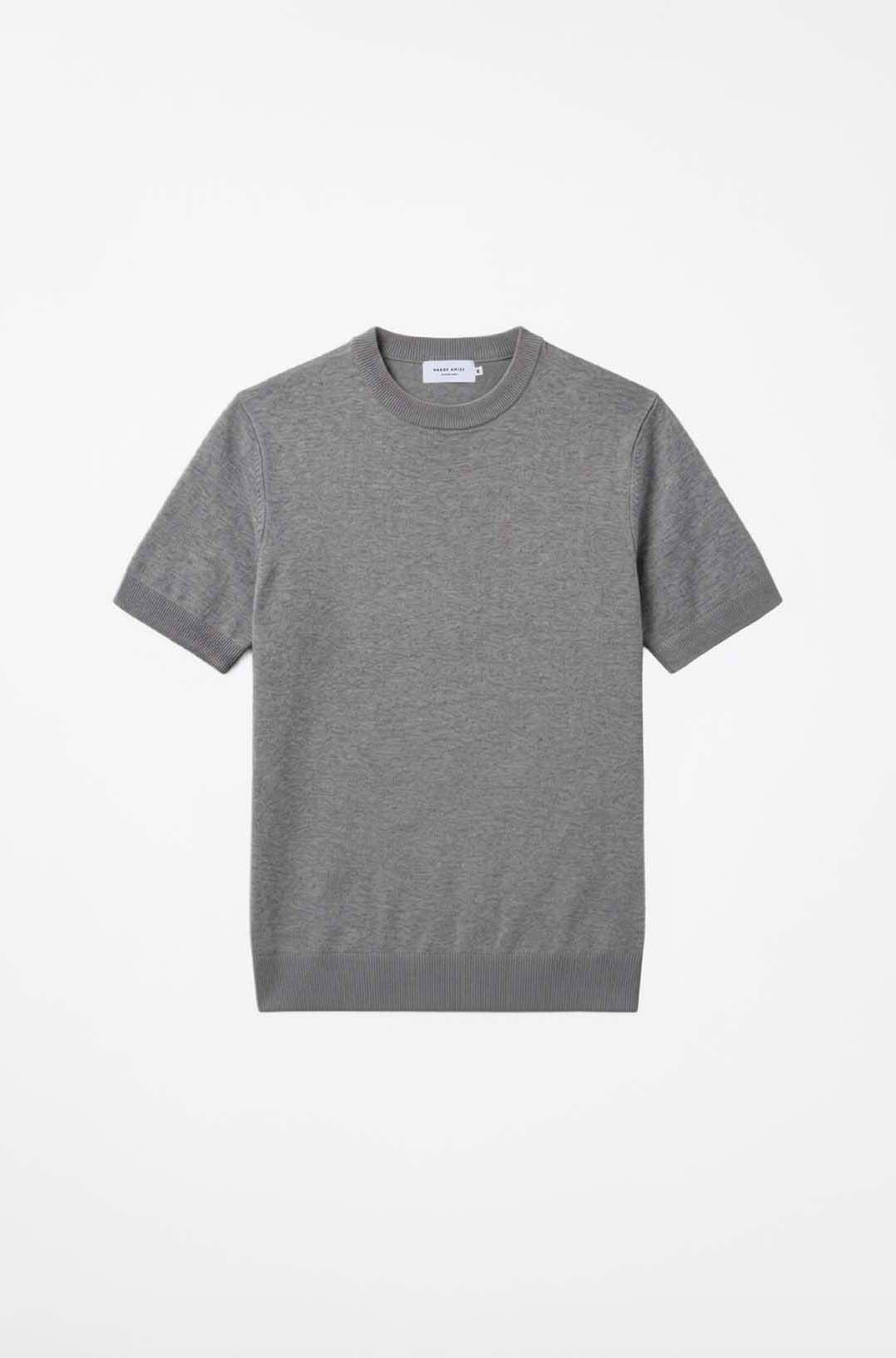 Grey Marle Cotton Silk S/S Knitwear T-Shirt