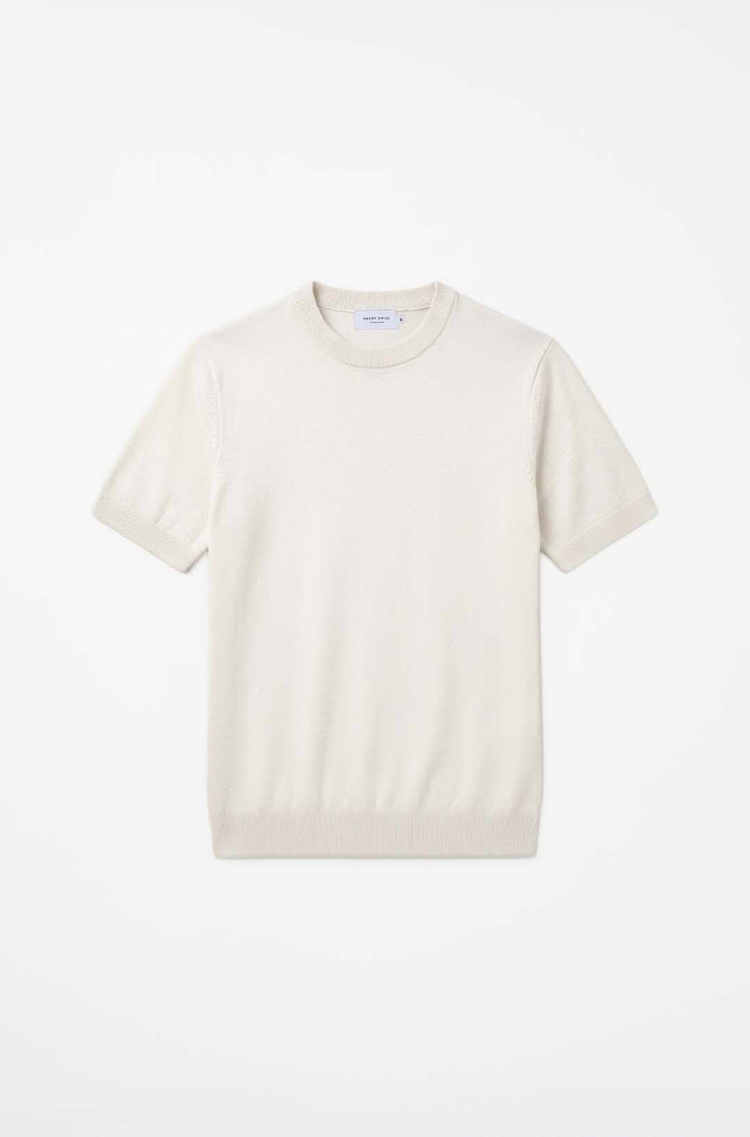 Off White Cotton Silk S/S Knitwear T-Shirt