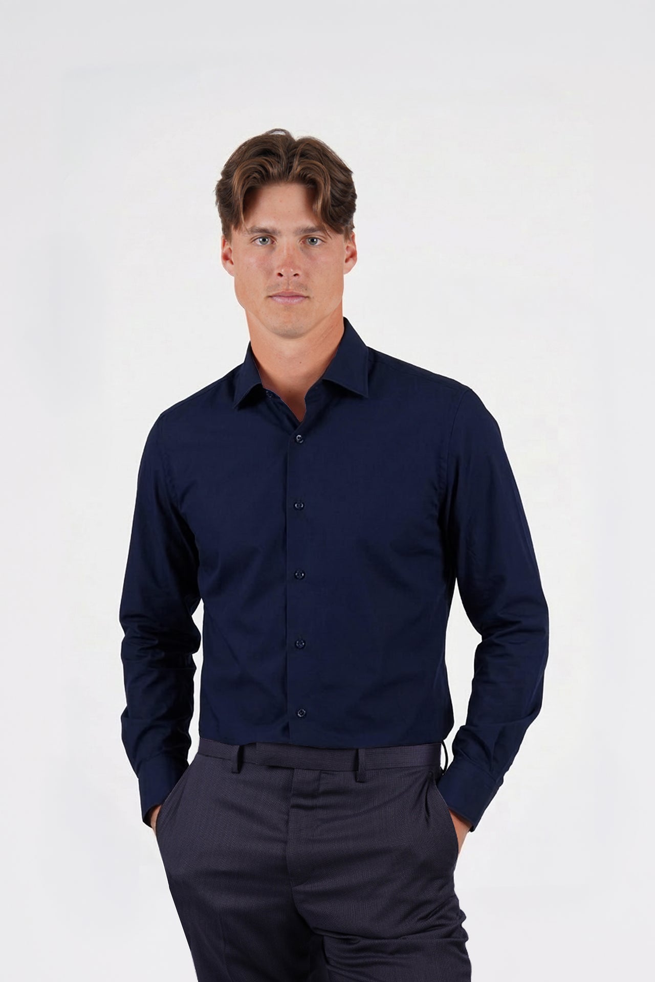 Plain Navy Shirt (Slim Fit)