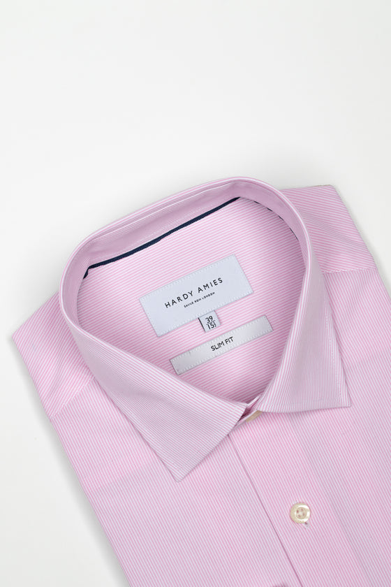 Pink Fine Stripe Poplin Shirt (Slim Fit)