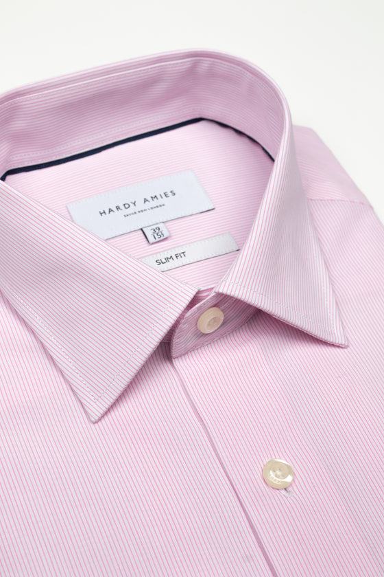 Pink Fine Stripe Poplin Shirt (Slim Fit)