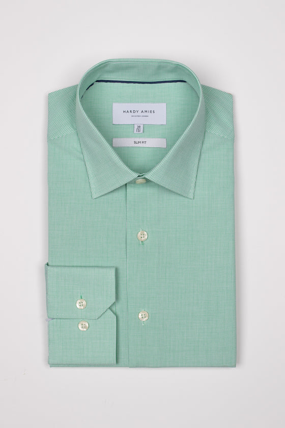 Green Mini Check Shirt (Slim Fit)