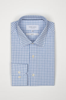  Chambray Blue Check Shirt (Slim Fit)