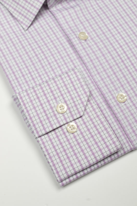 Lilac Royal Twill Check Shirt (Slim Fit)