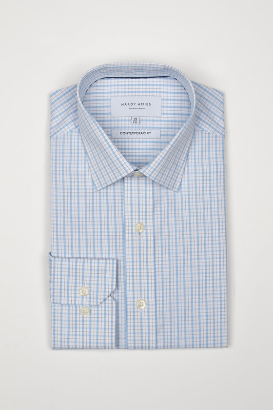 Blue Royal Twill Check Shirt (Contemporary Fit)