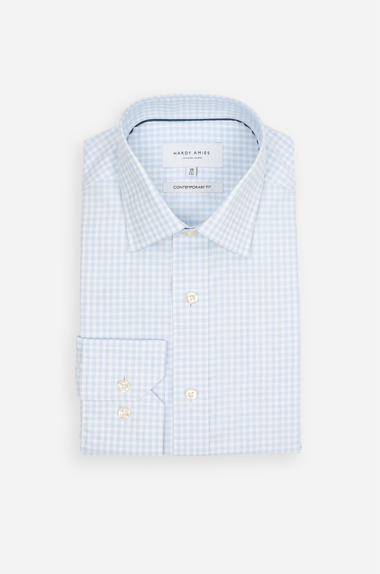 Cool Blue Melange Check Shirt Contemporary Fit