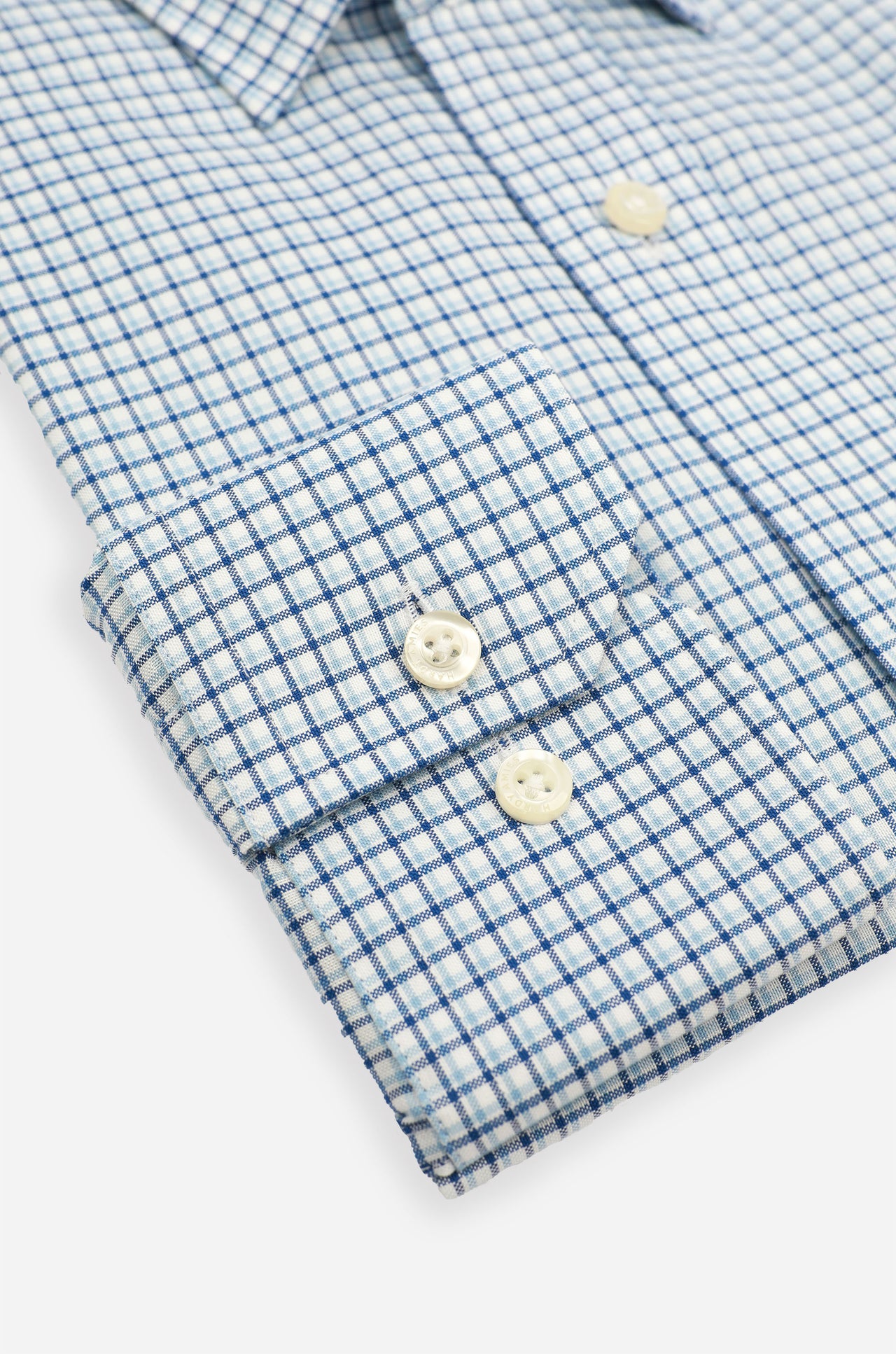 Marine Blue Organic Cotton Check Shirt Contemporary Fit