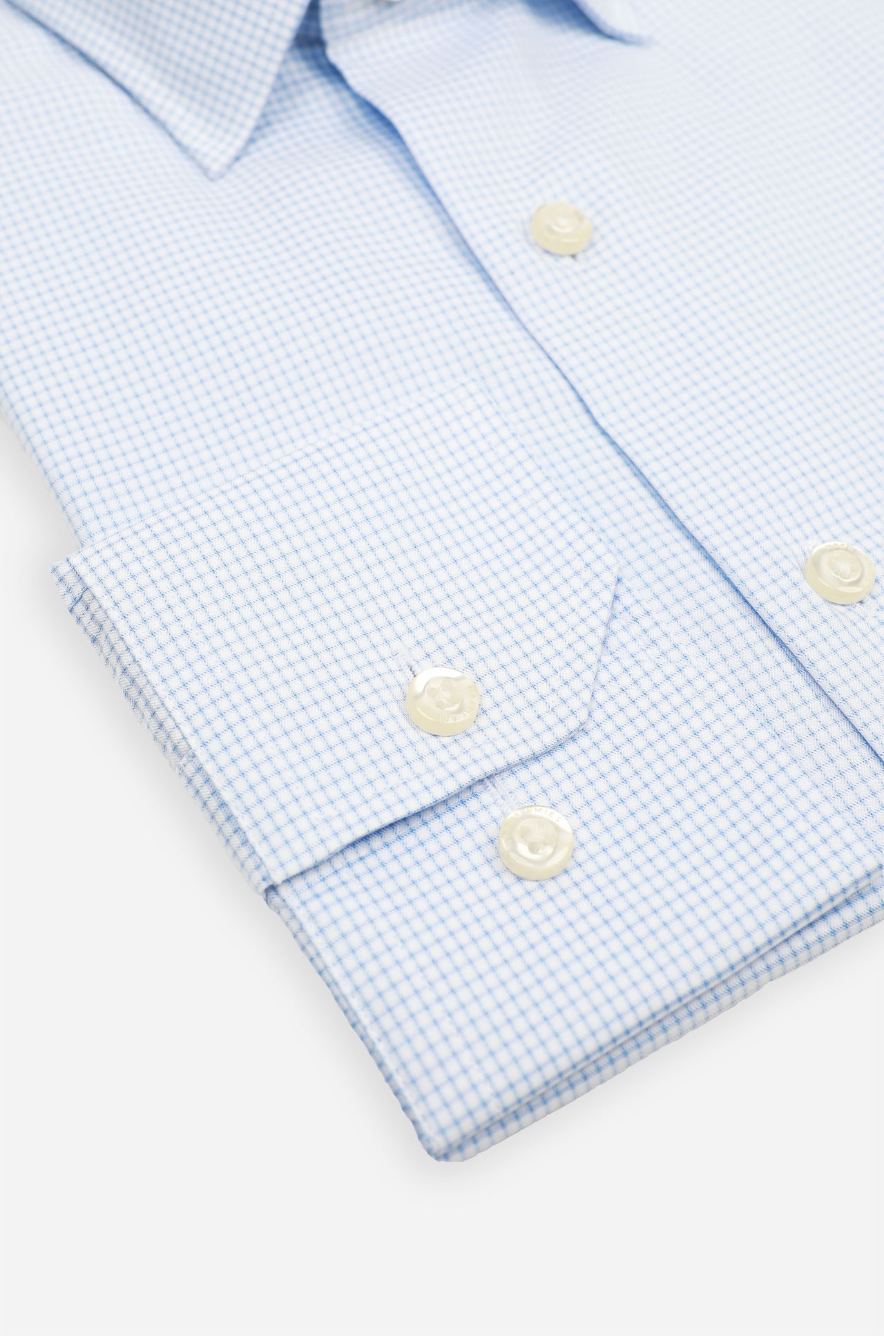 Blue Oragnic Cotton Check Shirt Slim Fit