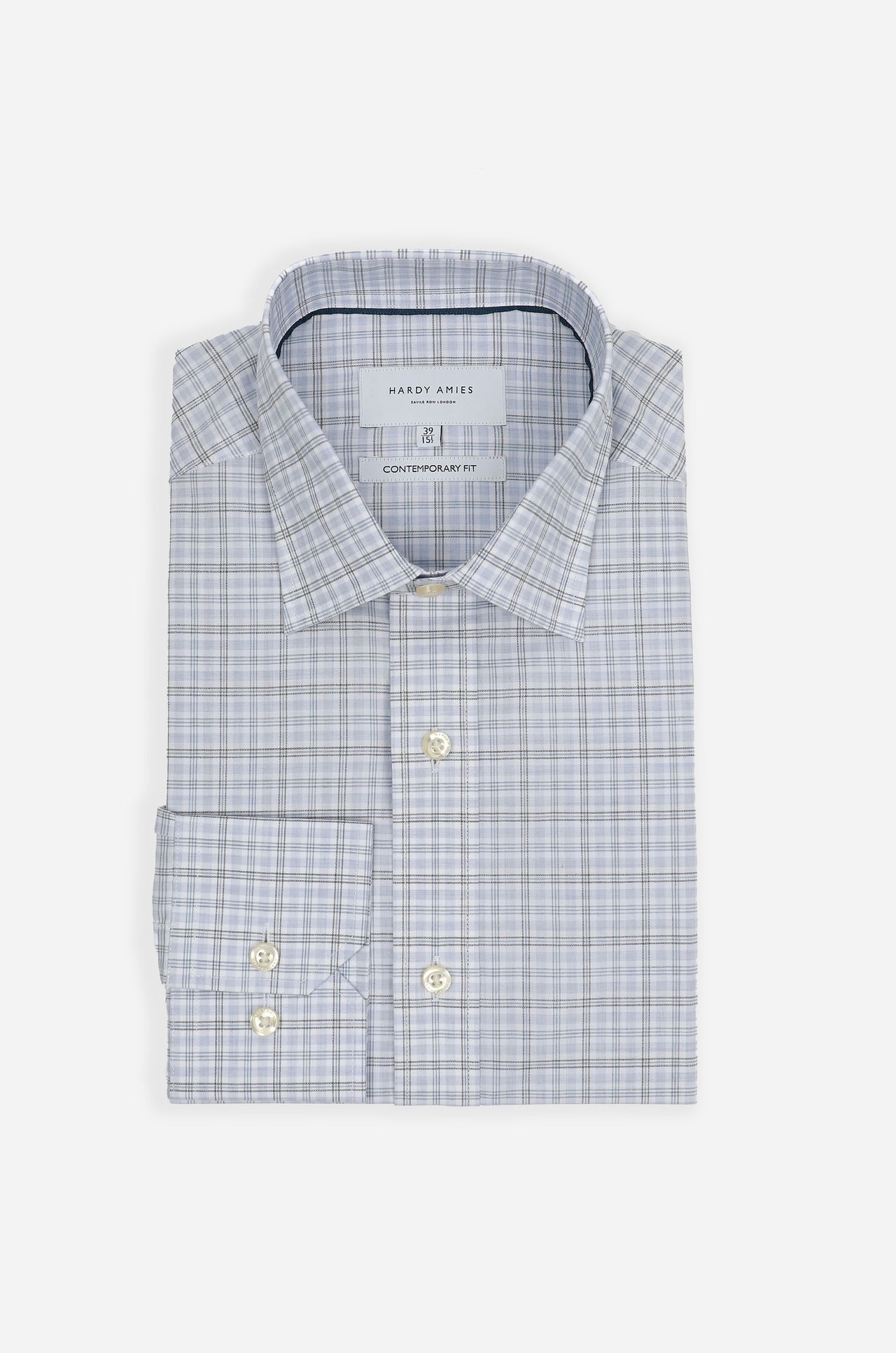 Powder Blue Check 120 Shirt Contemporary Fit
