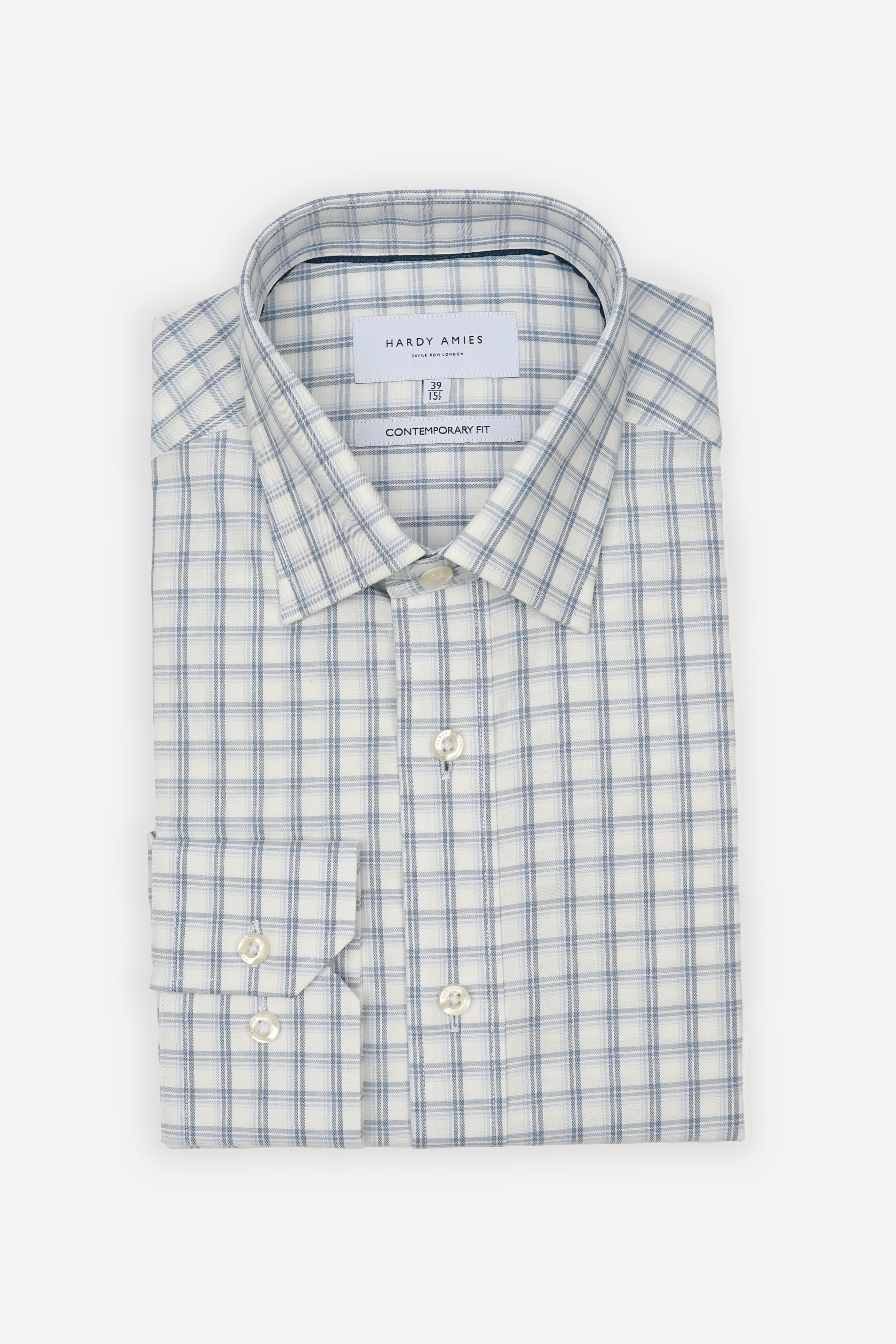 Indigo Check Shirt Contemporary Fit - Hardy Amies Australia