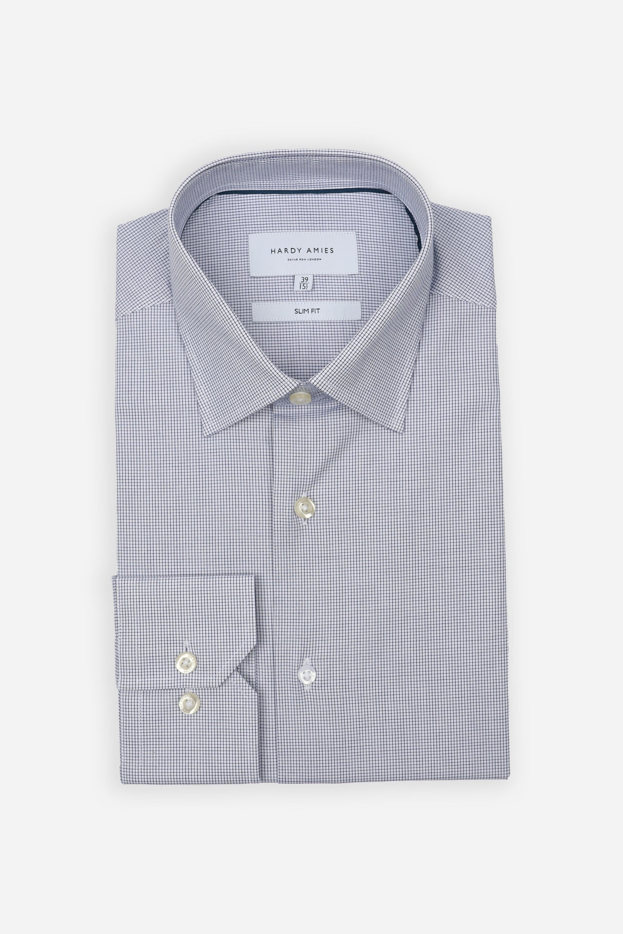 Blue Mini Check Shirt Slim Fit