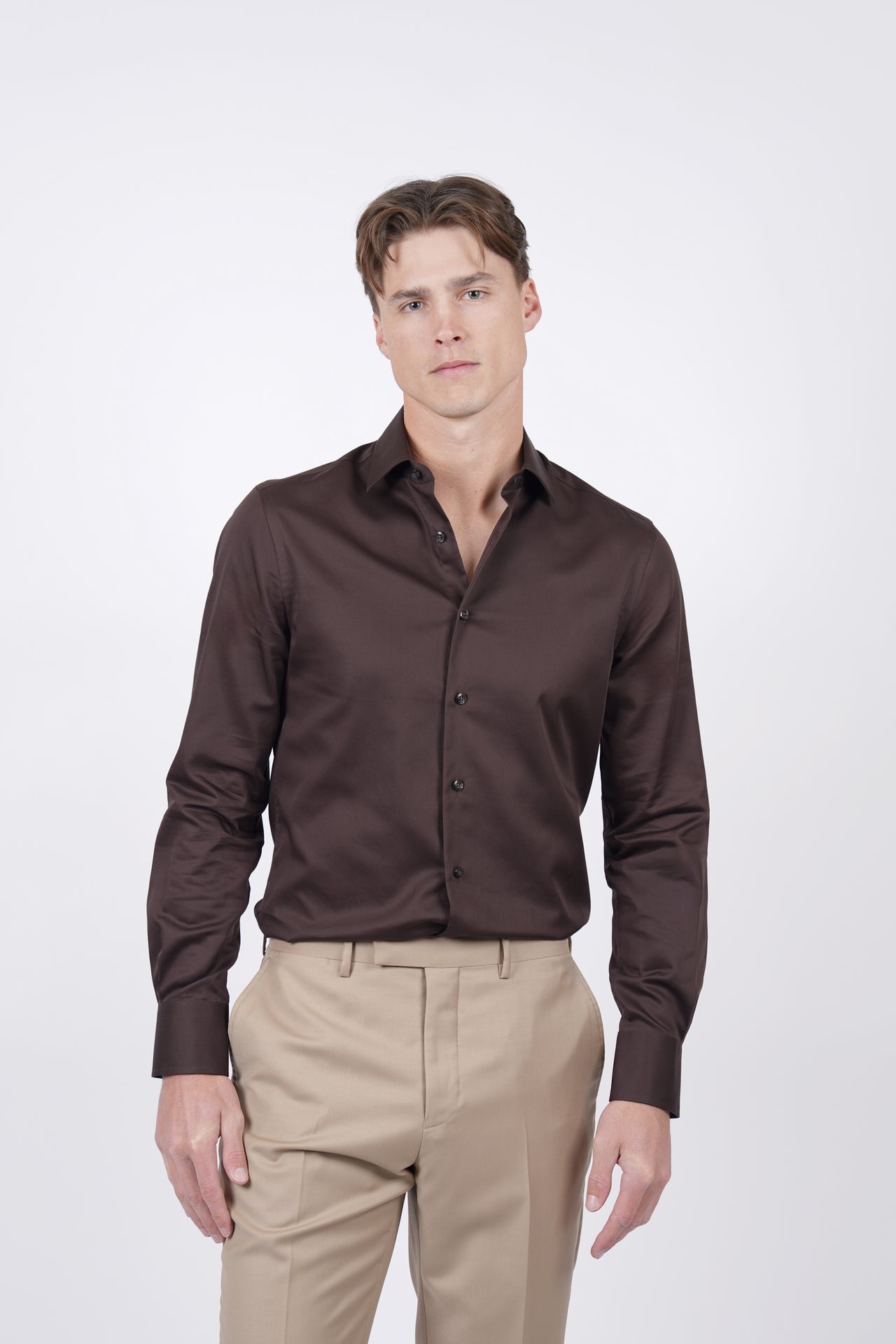Espresso Plain Shirt Slim Fit
