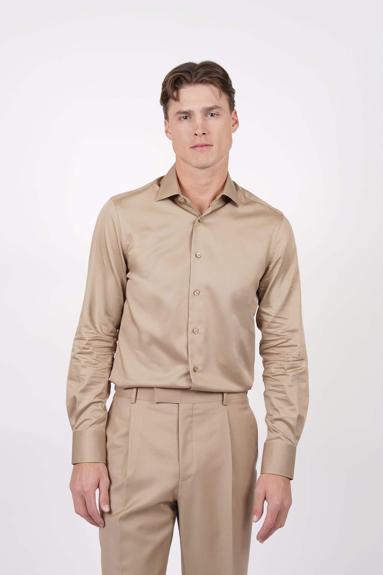 Sand Plain Shirt Slim Fit