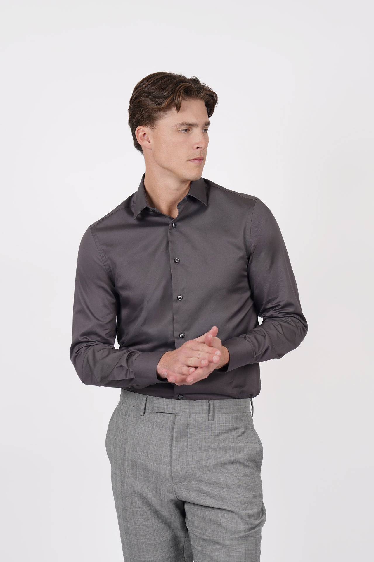 Slate Plain Shirt Slim Fit