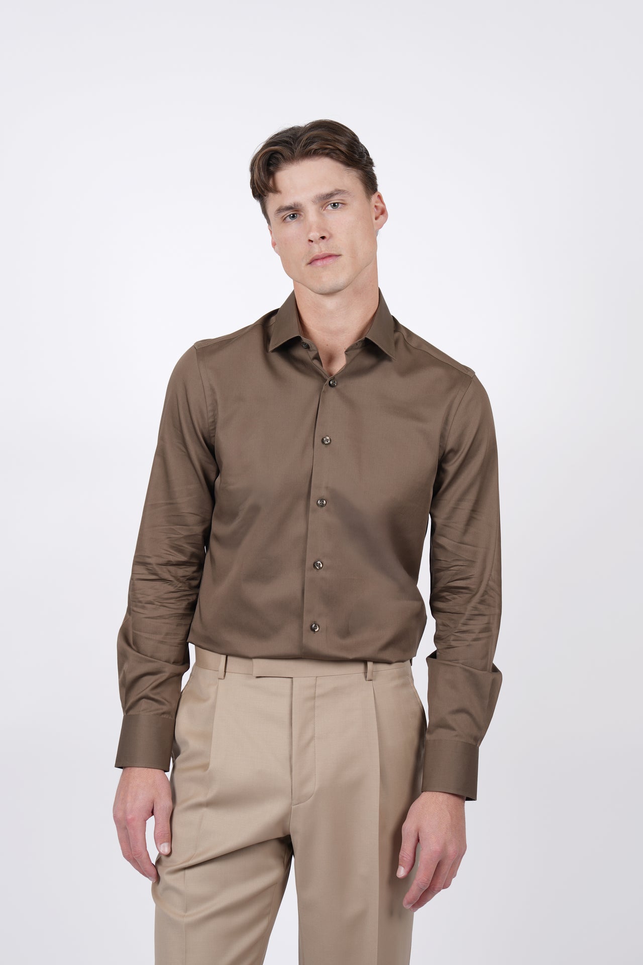 Chocolate Plain Shirt Slim Fit