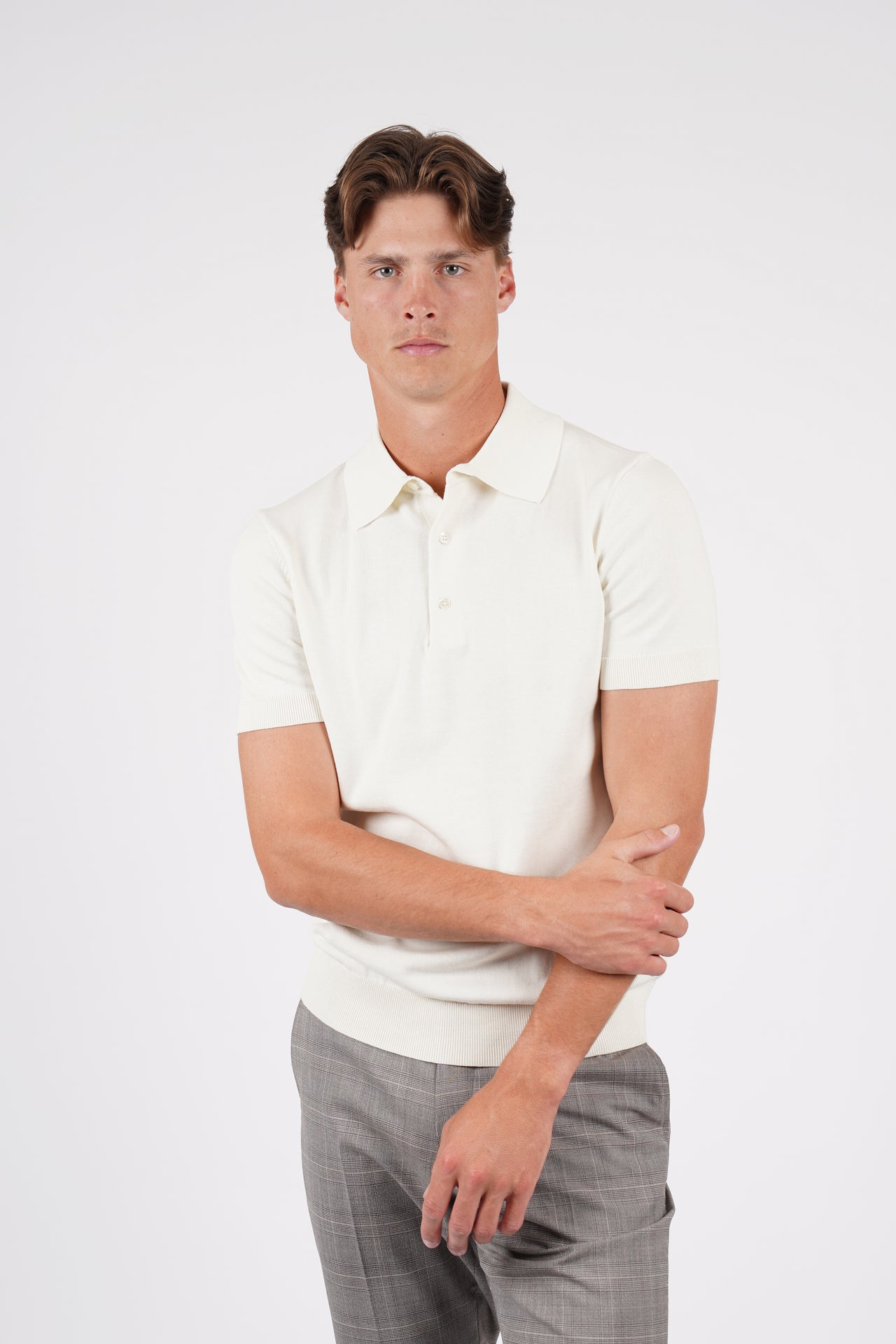 Off White Cotton Silk S/S Knitwear Polo