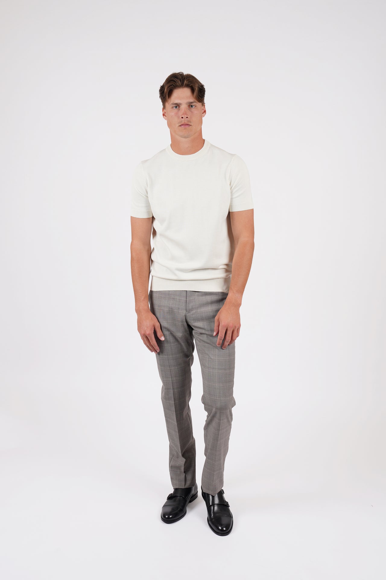 Off White Cotton Silk S/S Knitwear T-Shirt