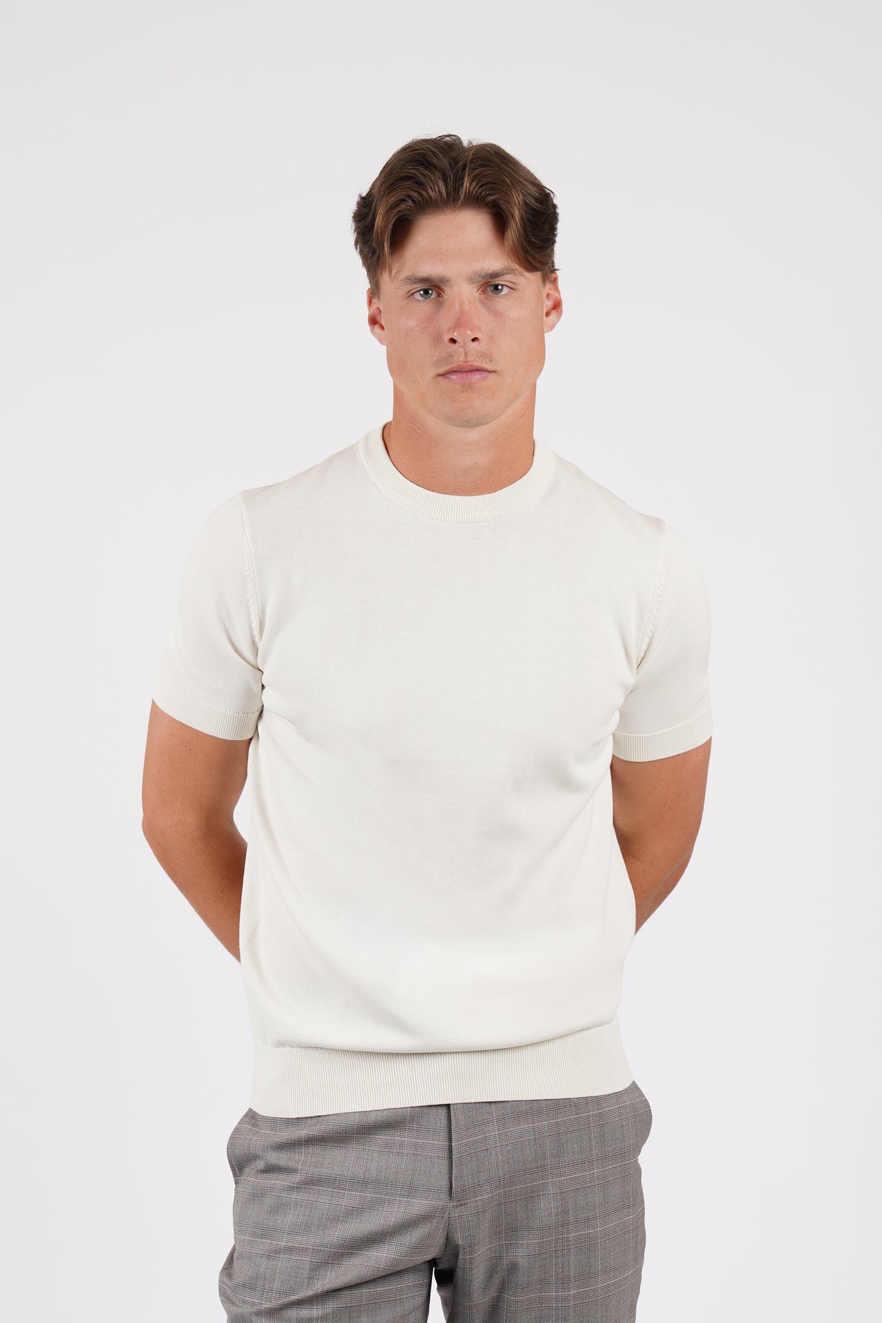 Off White Cotton Silk S/S Knitwear T-Shirt