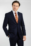 Navy Shadow Check Suit Jacket